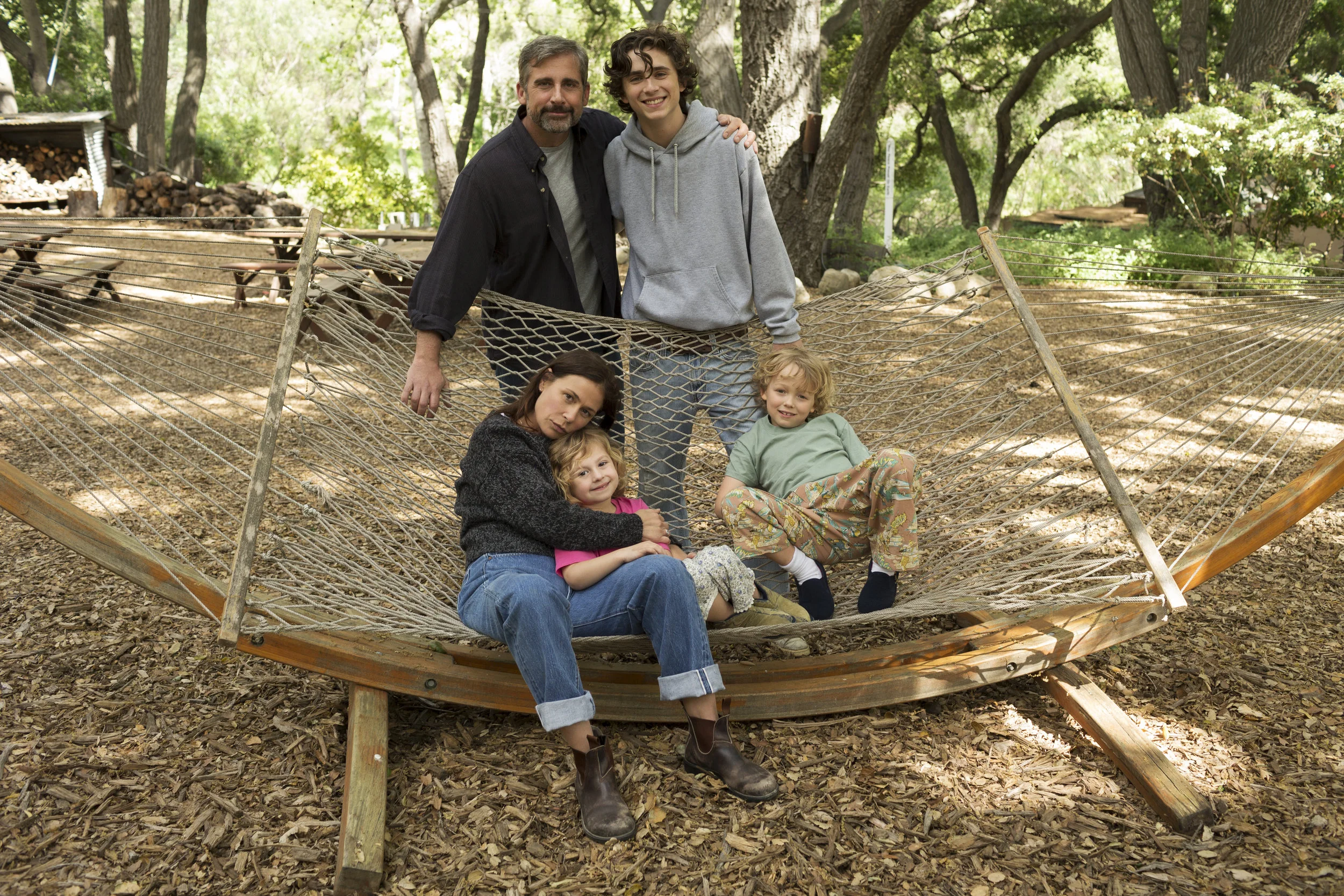 Steve Carell, Timothée Chalamet and Maura Tierney in Beautiful Boy