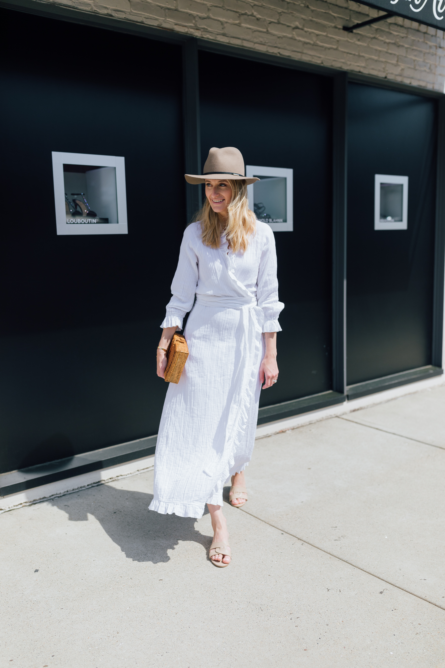Cindy Trotta from Cindy Hattersley in Rhode Resort Dress // How to style a hat for summer // White dress for summer