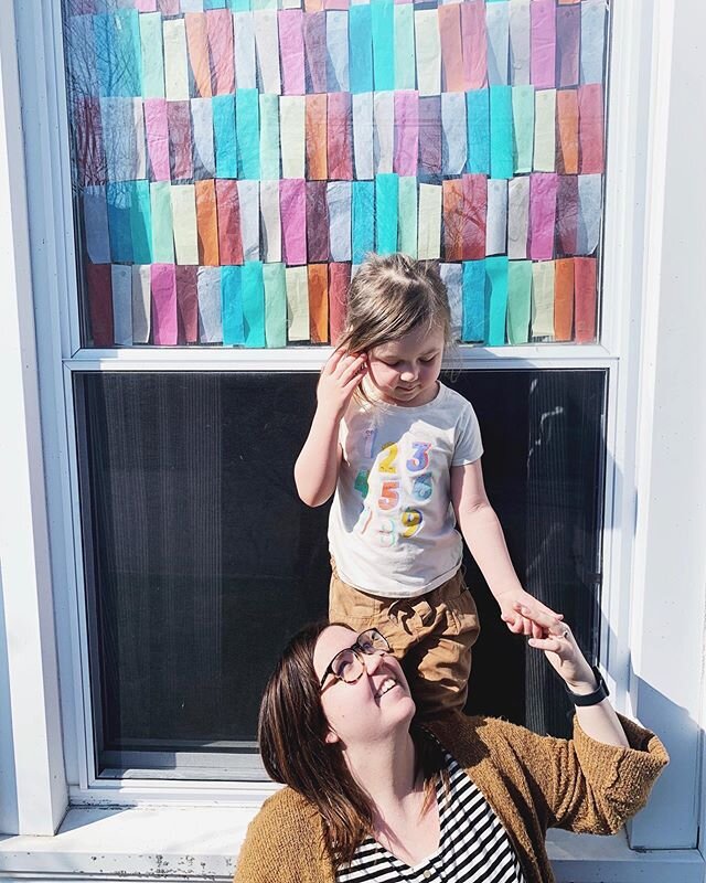 Rainbow art projects with my little girl today 🌈 .
.
.
Inspired by @vintagerevivals incredible rainbow tile she&rsquo;s installing, and @aubryeliz tissue paper rainbow window! #rainbow #stayhome @stayhomepage