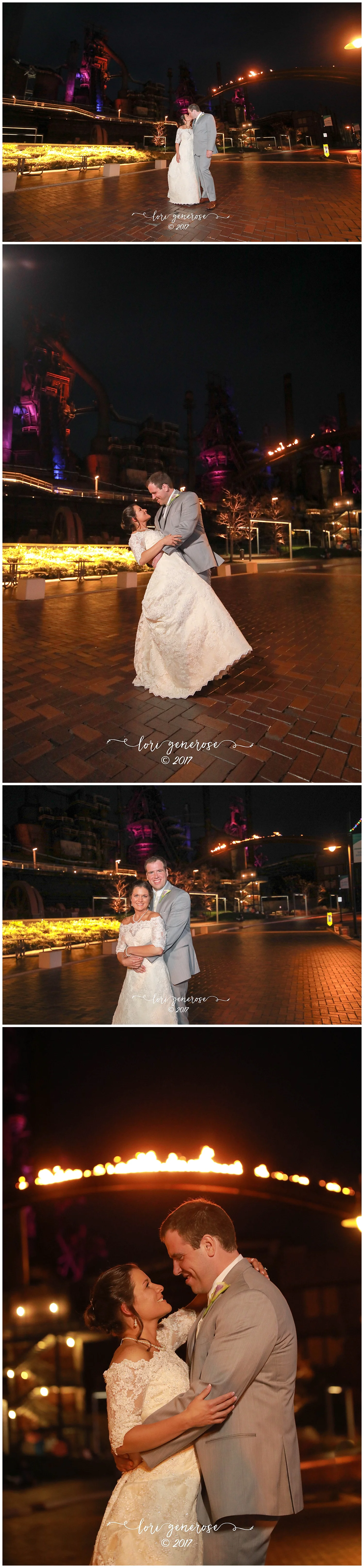 nighttimebrideandgroomkissingatsteelstacksbethlehempafallweddingvenue.jpg