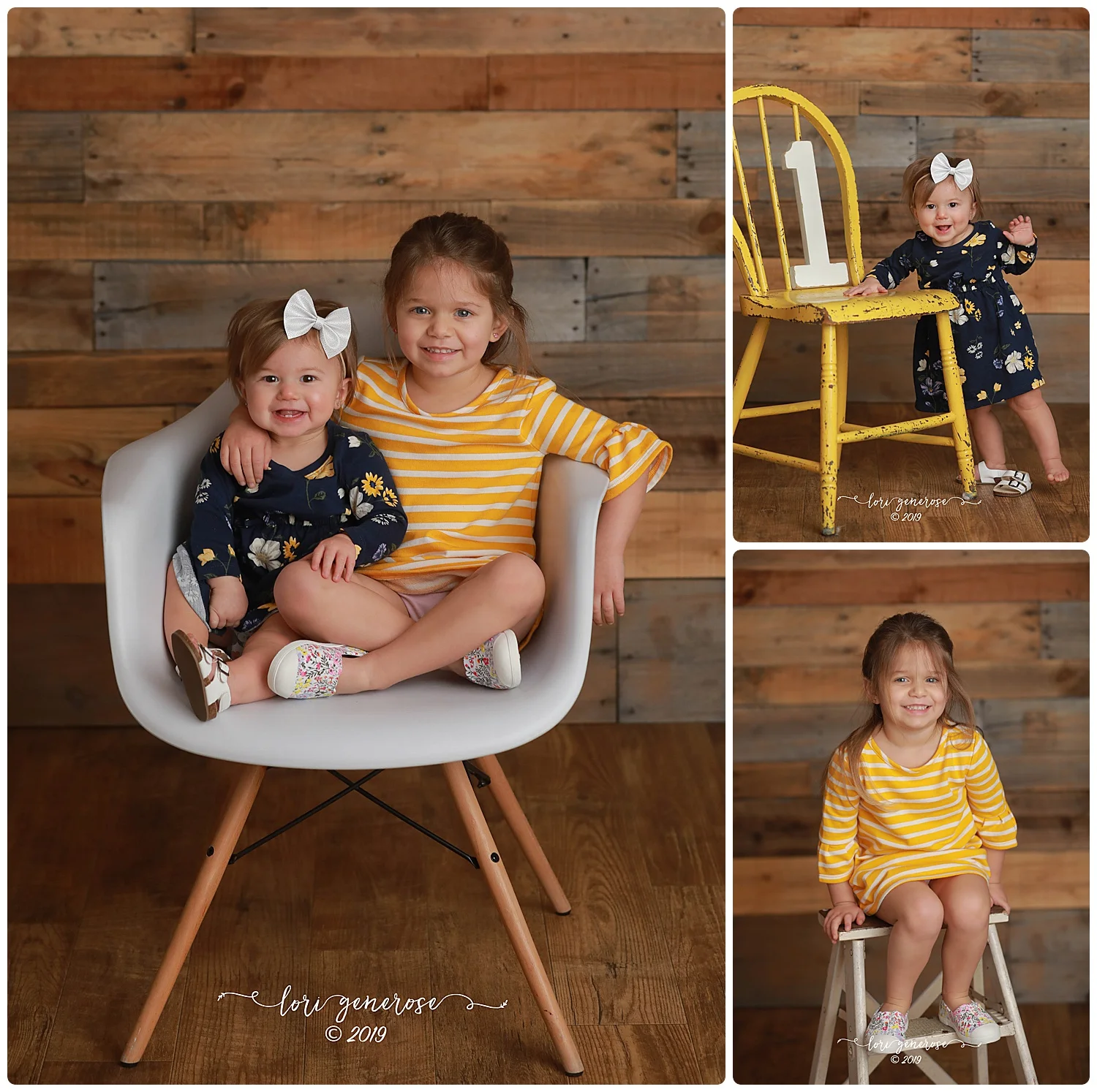 Sisters Dawsyn (turning one) and Emerson! Love the pop of yellow π