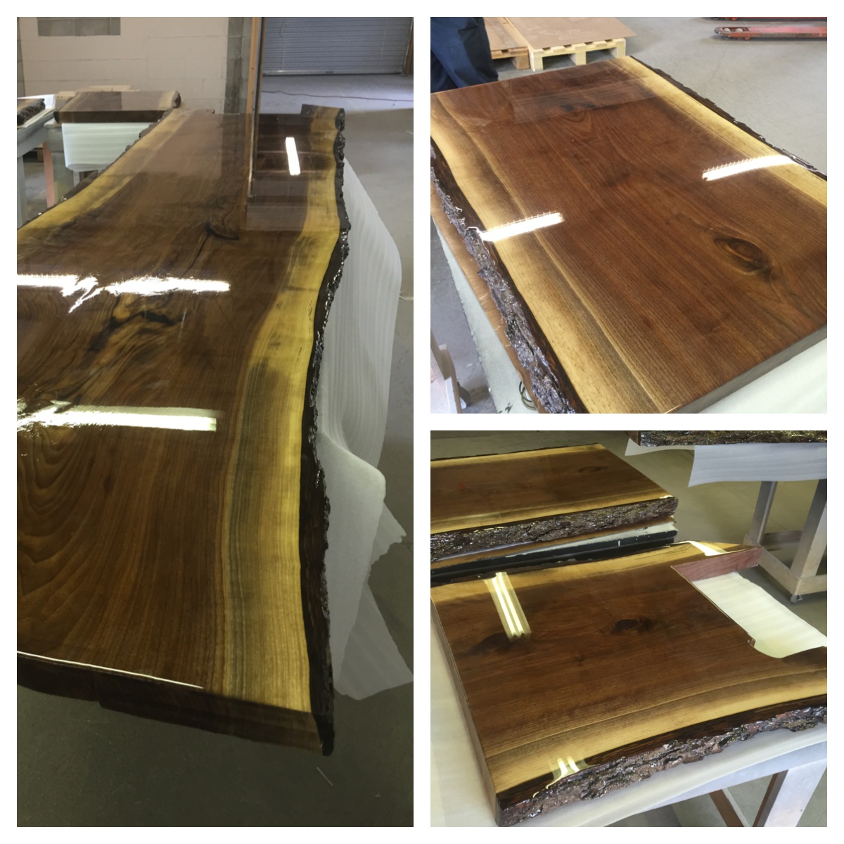 2" Walnut live edge slab with an epoxy finish.