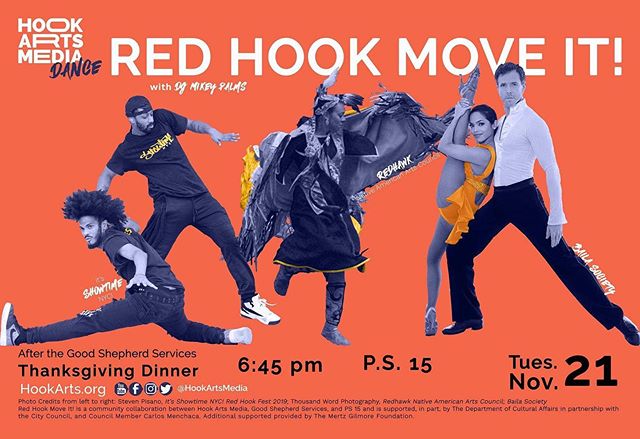 Join us for Red Hook Move It! at PS15 on Thursday, November 21 after the Good Shepherd Services Fall Feast. With It's Showtime NYC's high-flying dance moves straight from NYC's subways, Redhawk Native American Council teaching us about Native America