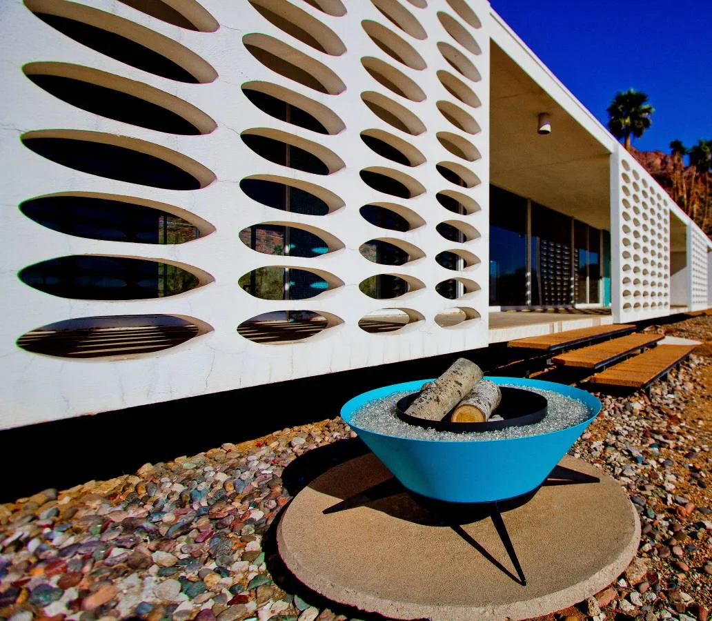 Mid Century Modern Outdoor Fireplace