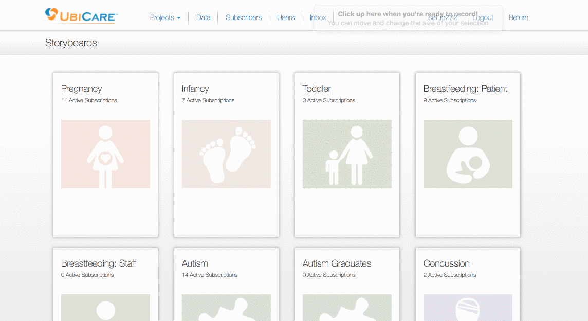 Access your campaigns through the Projects tab.