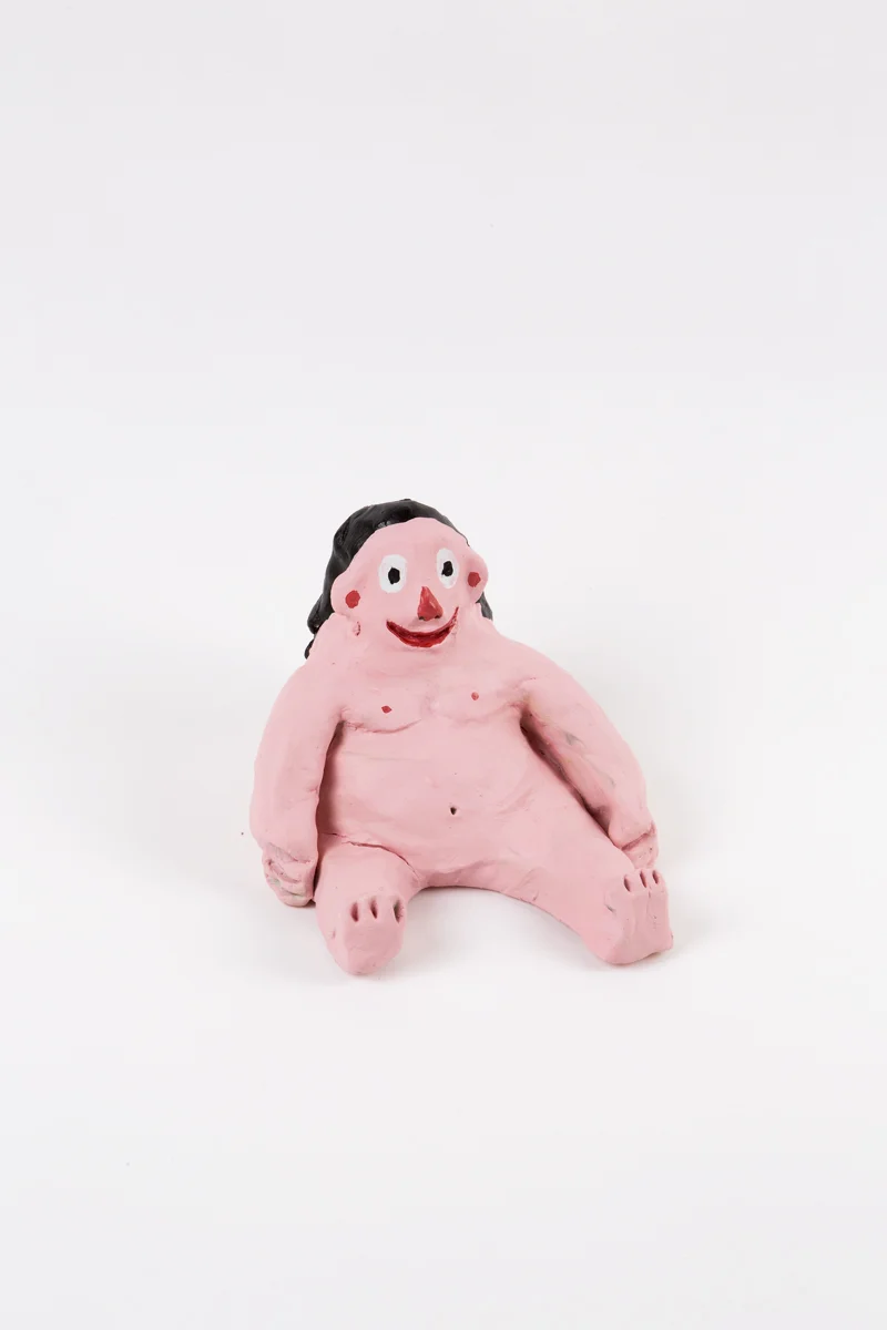 Sitting Husa , 2017 Acrylic on clay 4-1/2 x 4-1/2 x 5-1/2 in