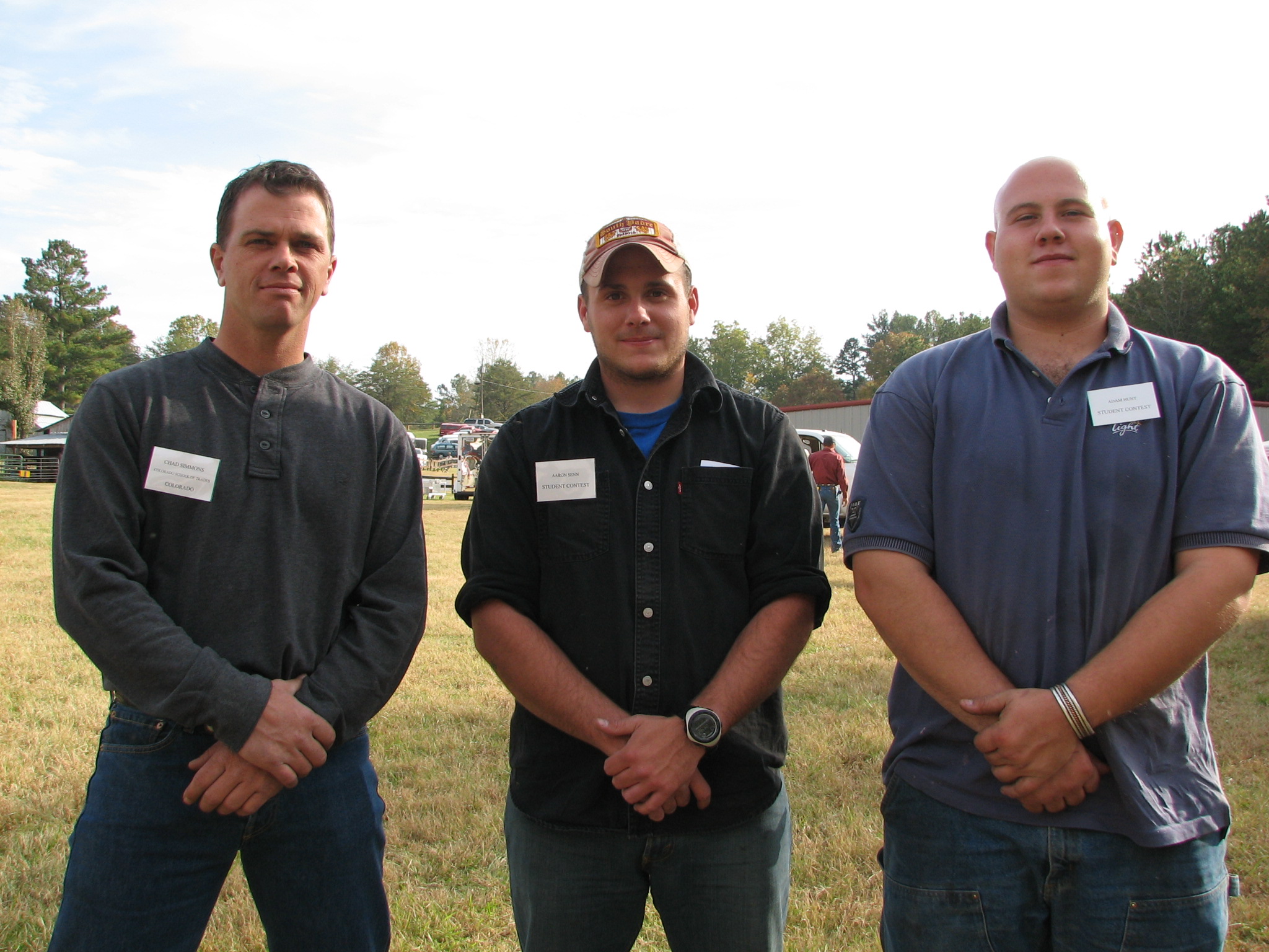 Chad Simmons at left. Farrier Student Contest 2006