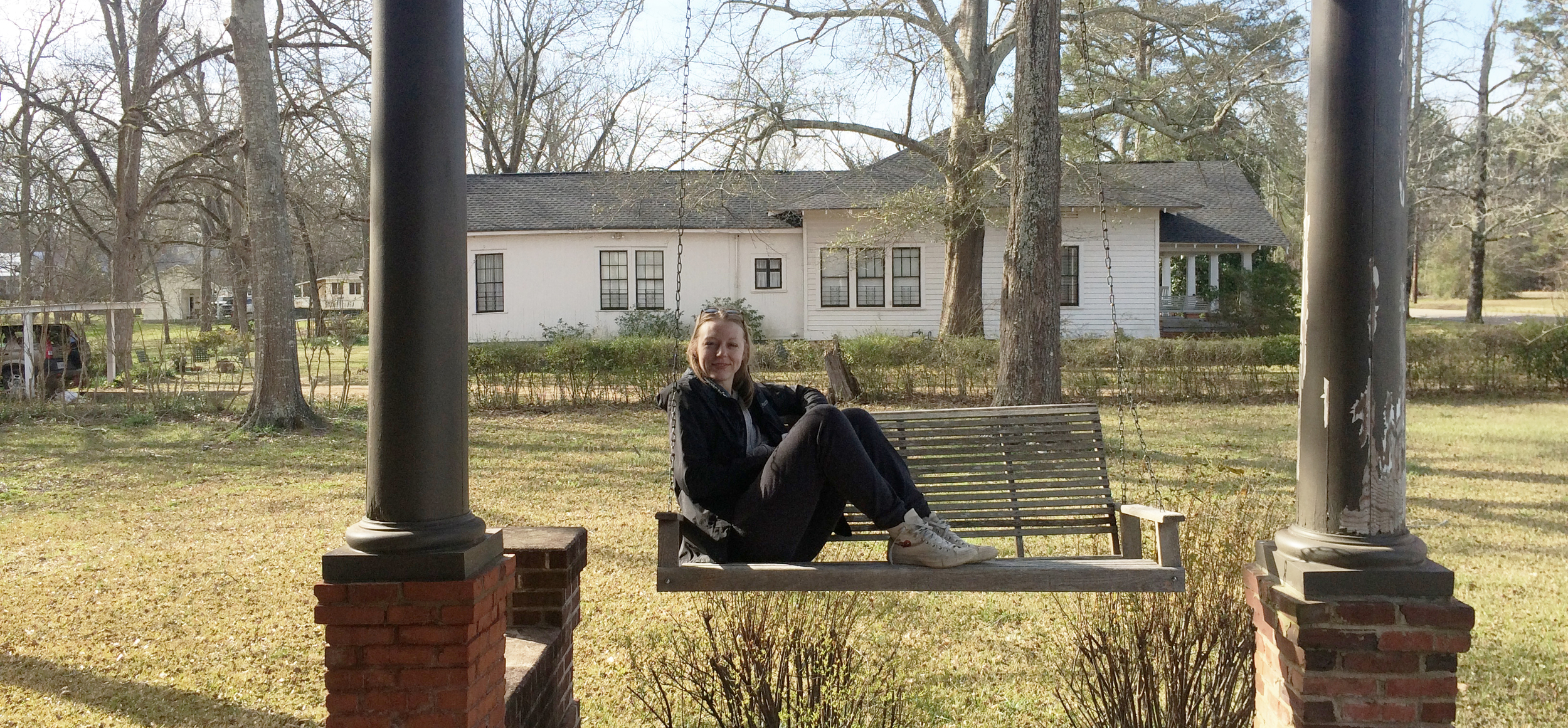 Enjoying my last morning in Newbern on a porch, naturally.