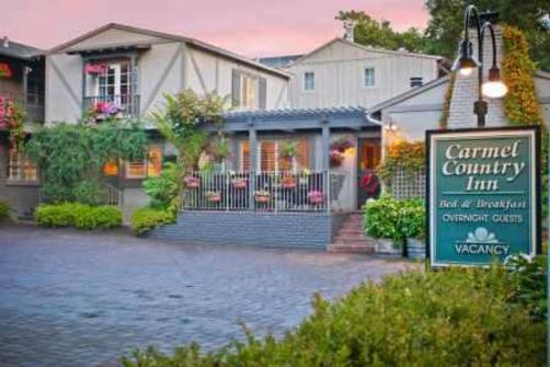 Carmel Country Inn Dolores & 3rd (831) 625-3263 • (800) 215-6343 • website Our Carmel Bed and Breakfast style inn features Spacious Suites & Romantic Studios all with Fireplaces & Luxury Baths, surrounded by colorful flower Gardens, where your pets are always welcome. 