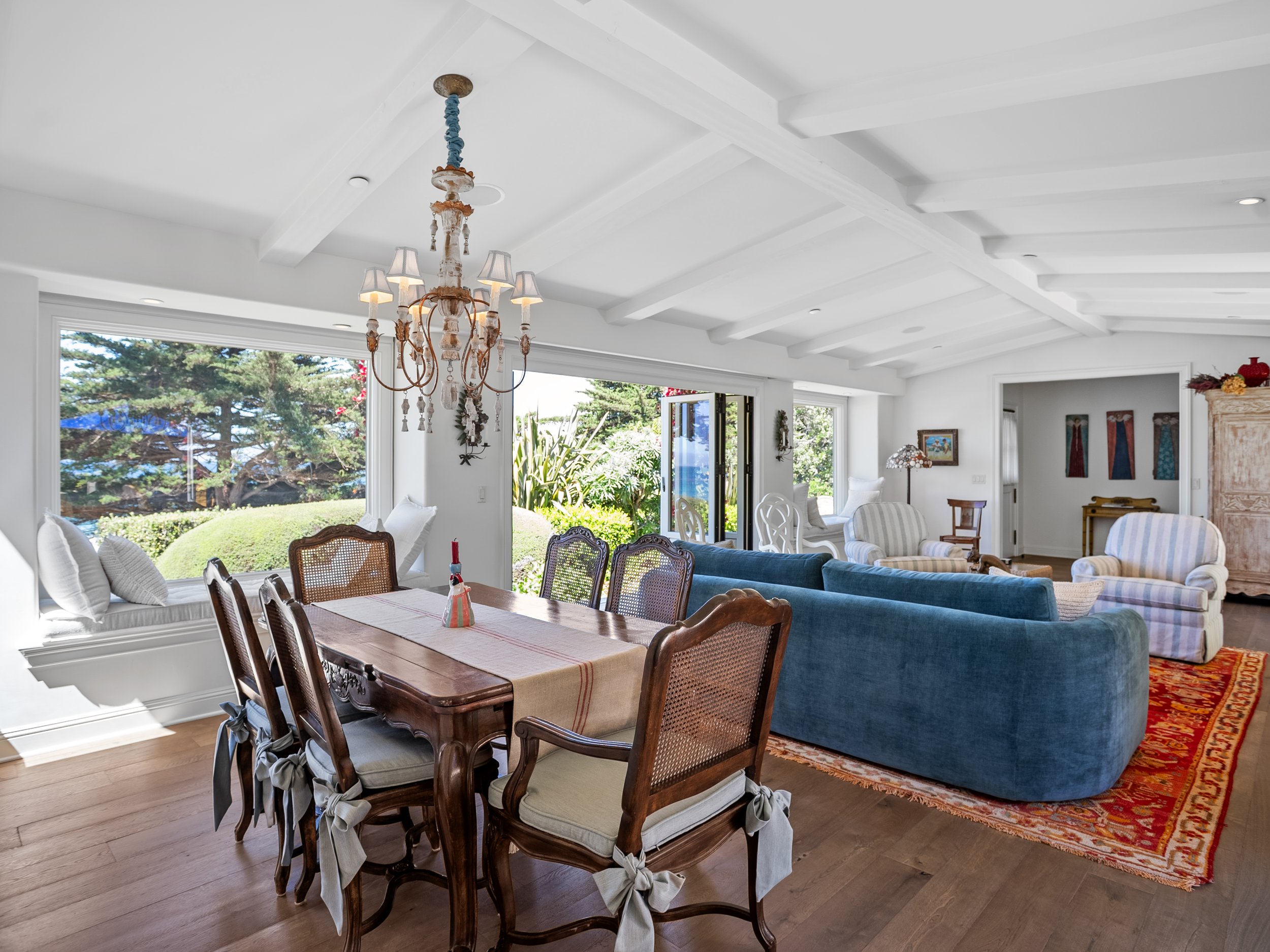 Living room of Scenic 8 s.e. of 8th, Carmel, CA with open doors