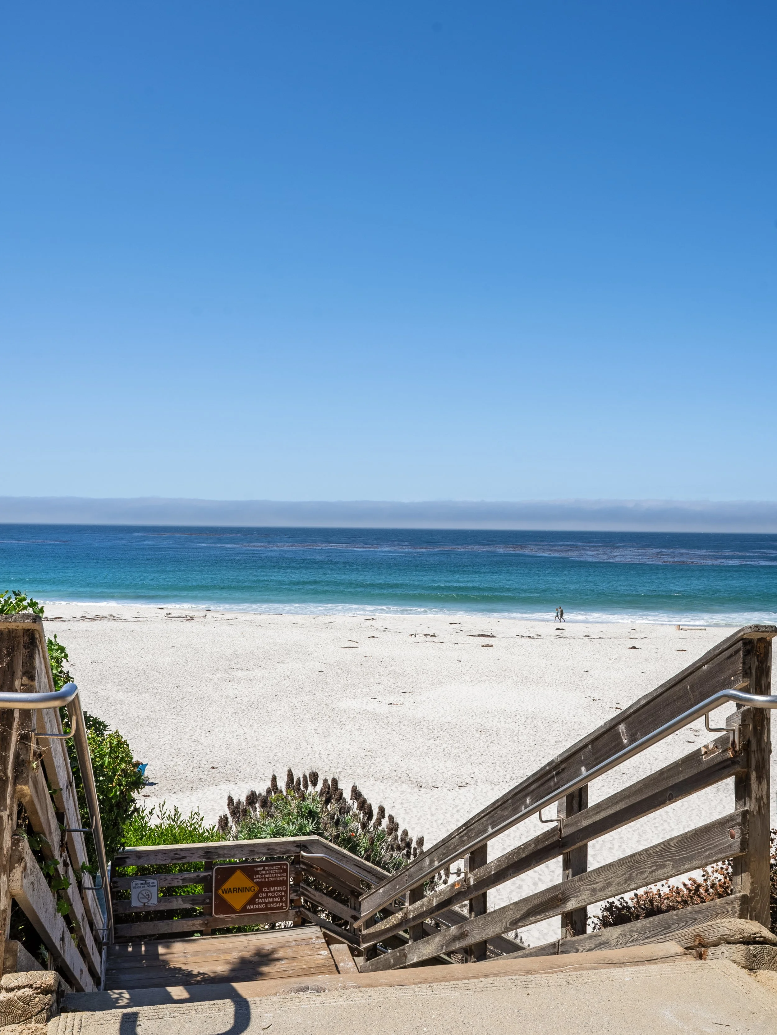 Carmel Beach stairway across from “Rosecliff” at Scenic 8 s.e. of 8th, Carmel