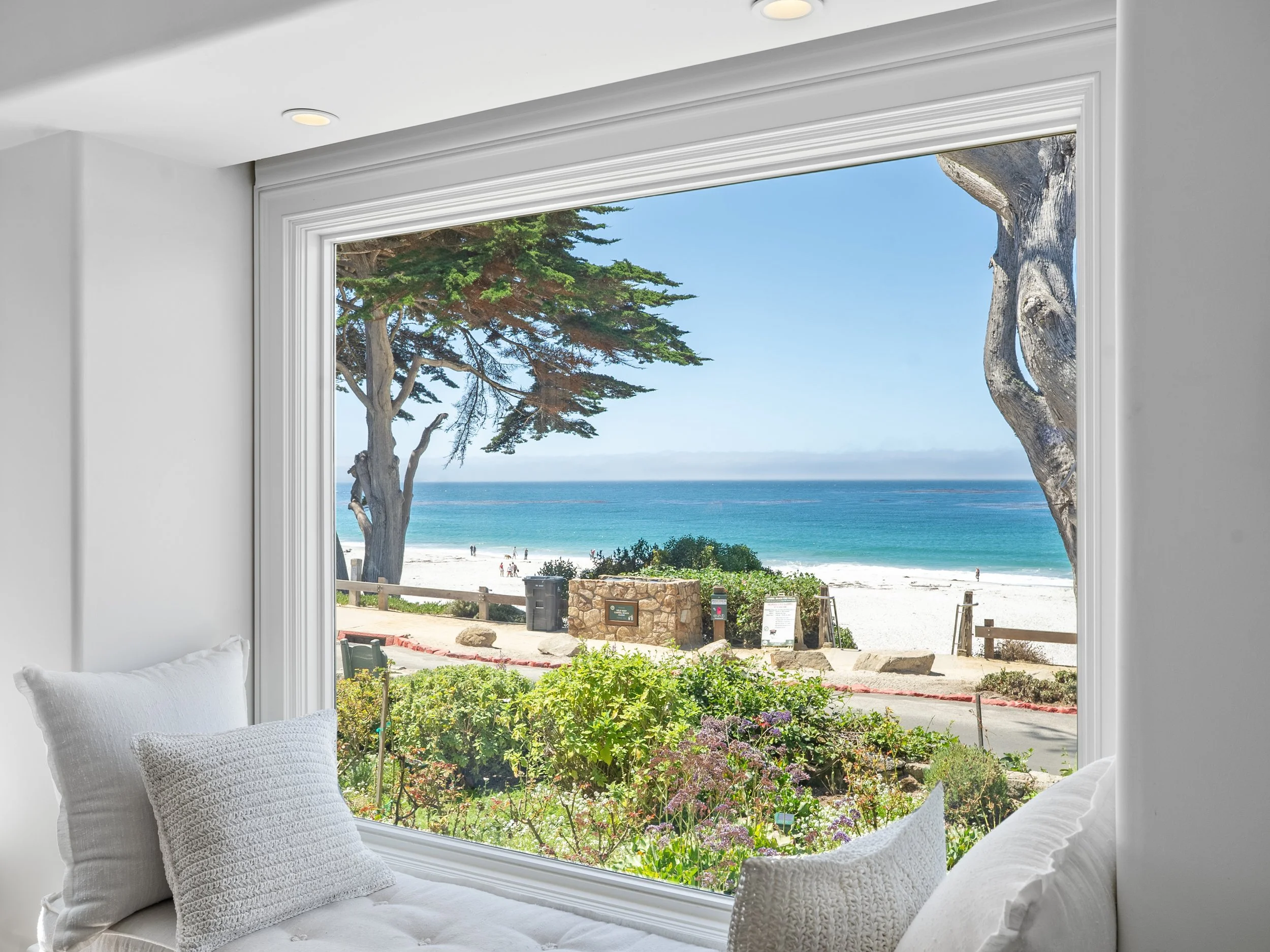 View above Carmel Beach from living room of Scenic 8 s.e. of 8th, Carmel, CA