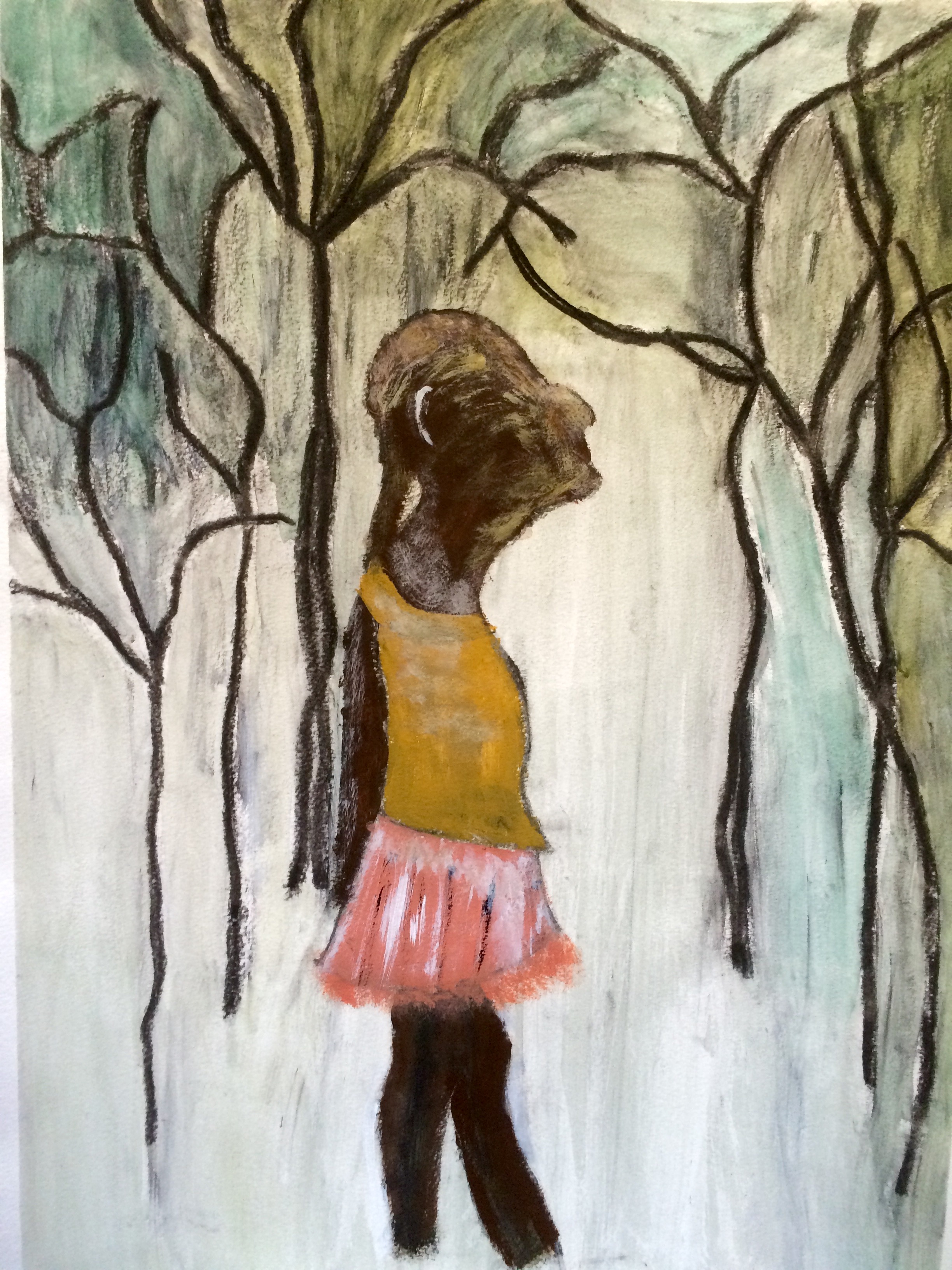 "Lost in the Forest" Charcoal & Acrylic 24x18