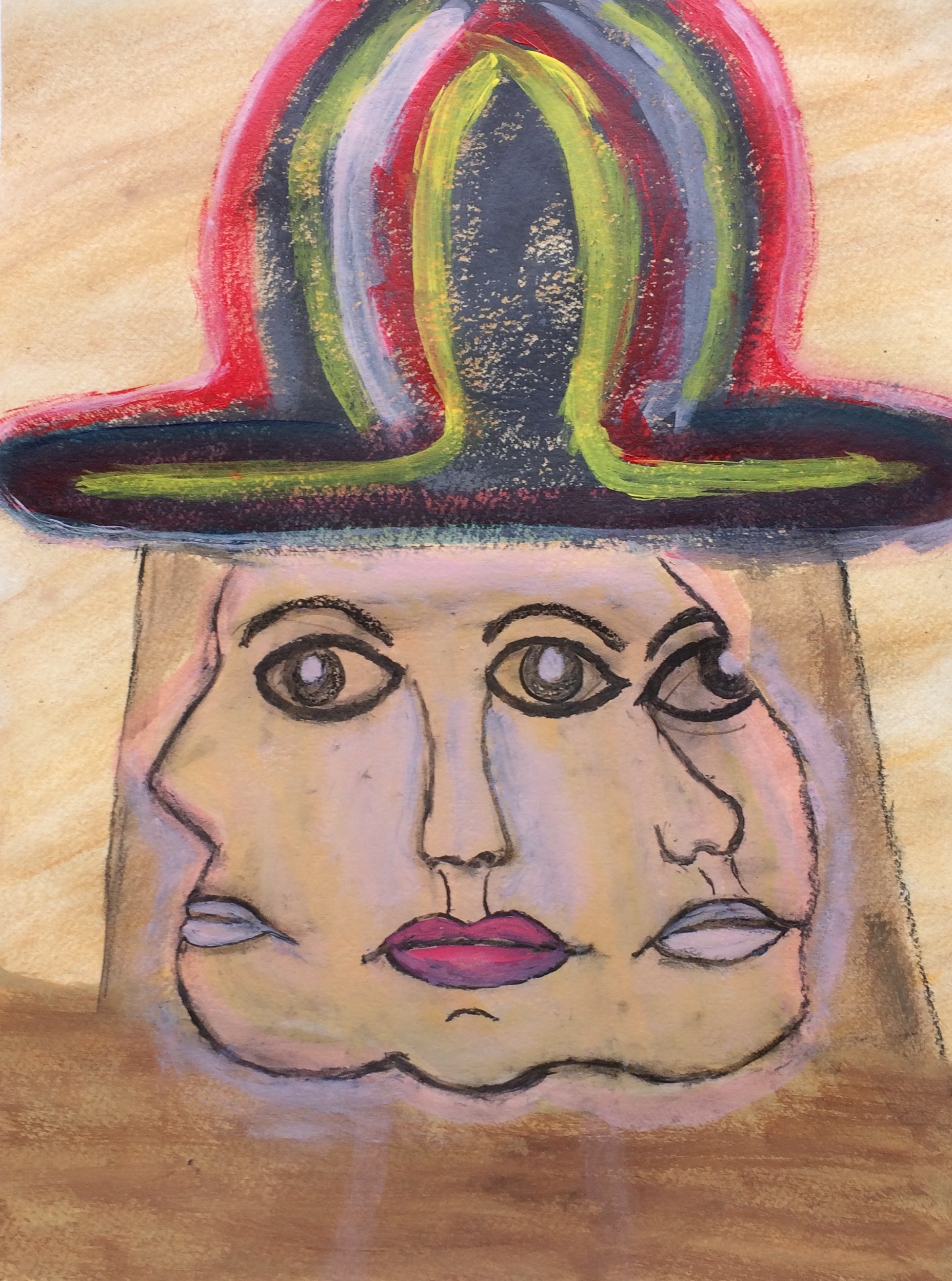 "Hat Trick" Acrylic & Charcoal 24x18