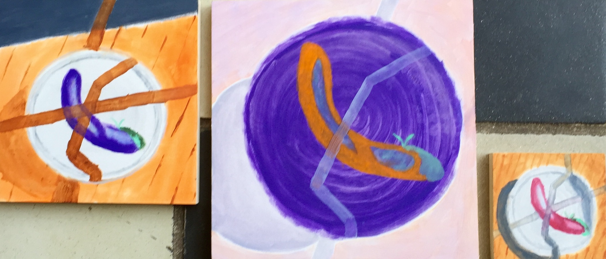 "Pepper Variations" Oil on Wood Panels