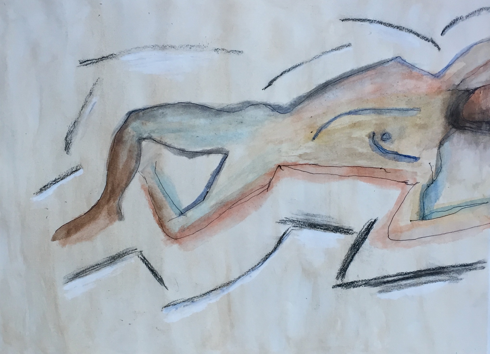 "Reclining Nude" Watercolor & Ink 11x15