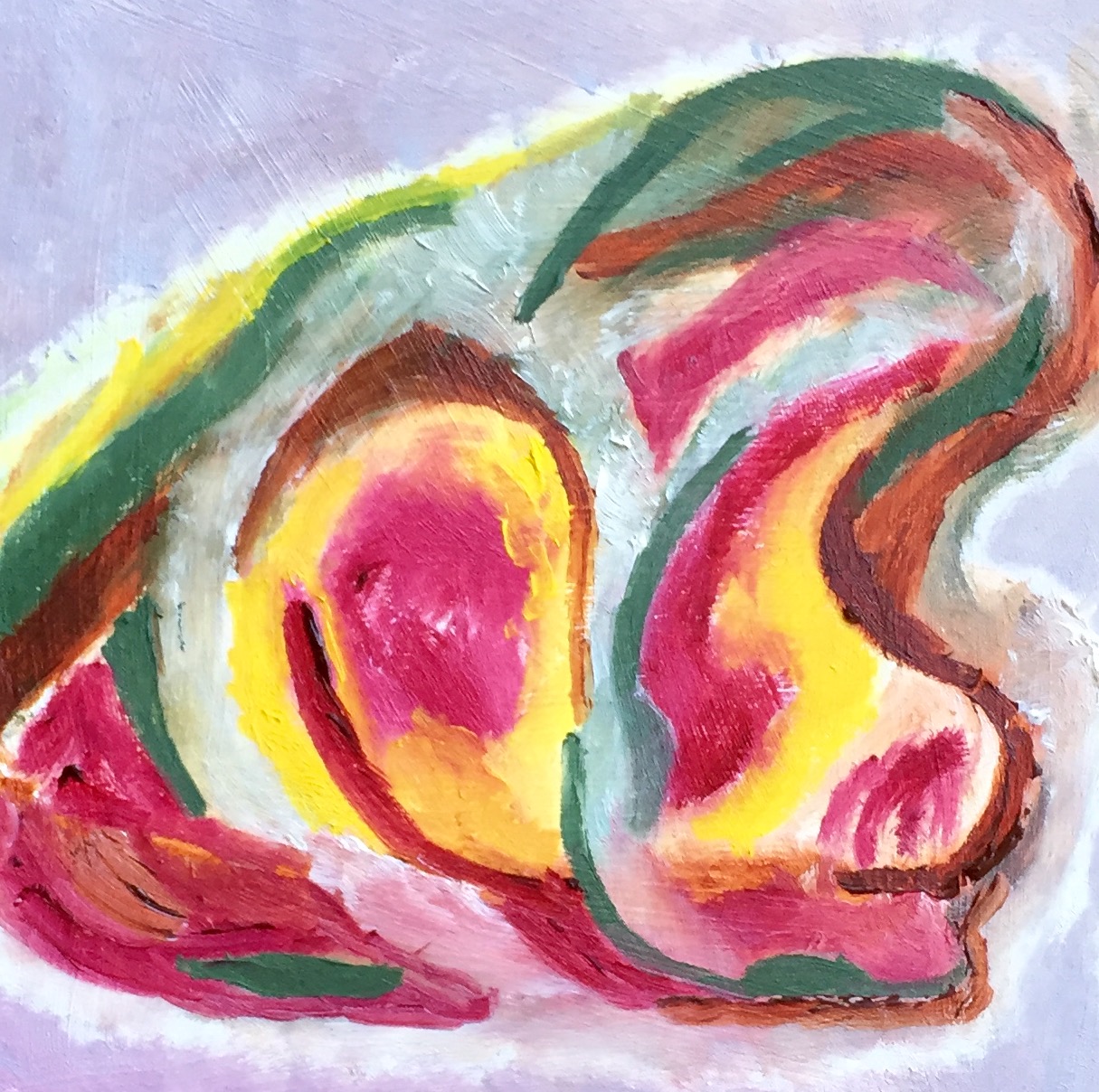"Beef on the Hoof" Oil on Wood Panel 4x4