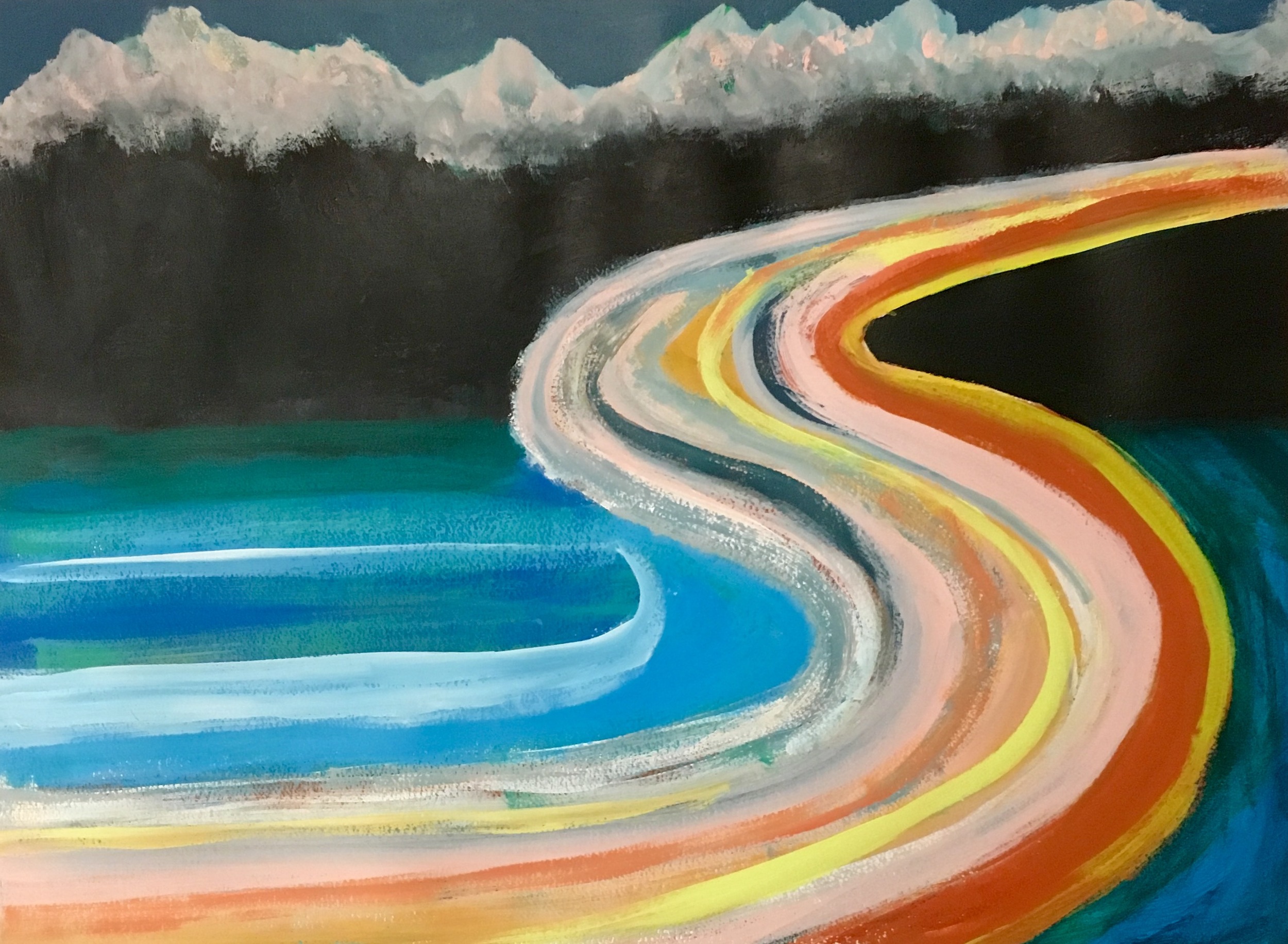 "Highway 61 Revisited" Acrylic on Paper 24x18