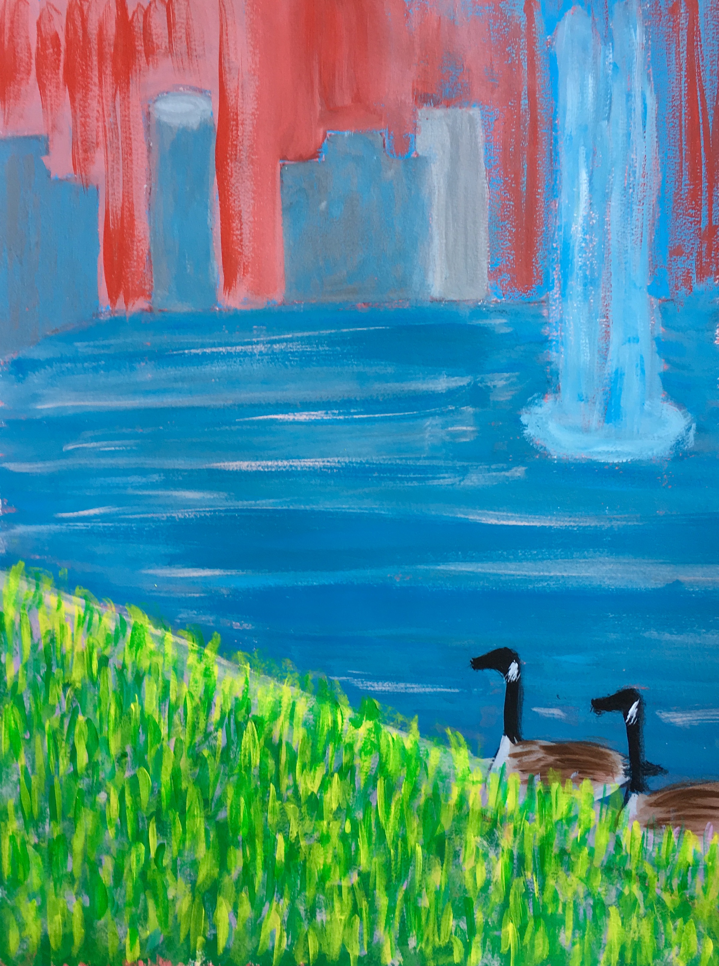 "Down Town" Acrylic On Paper 24x18