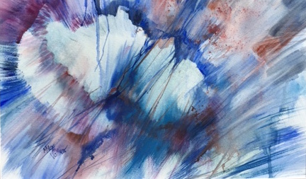 Michael Vollmer, Hearts United , 2016. Watercolor on paper, 24 x 18 in. $150. ( Painted live at Canvas Church )