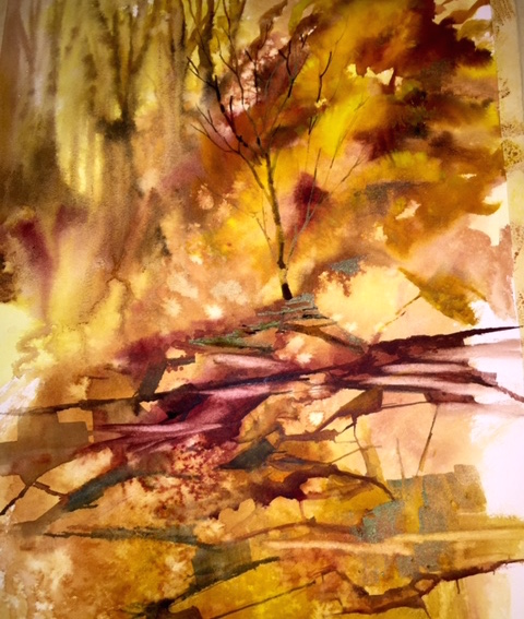 Michael Vollmer, Abstract Landscape , 2016. Watercolor on paper, 28 x 24 in (framed). $150. 