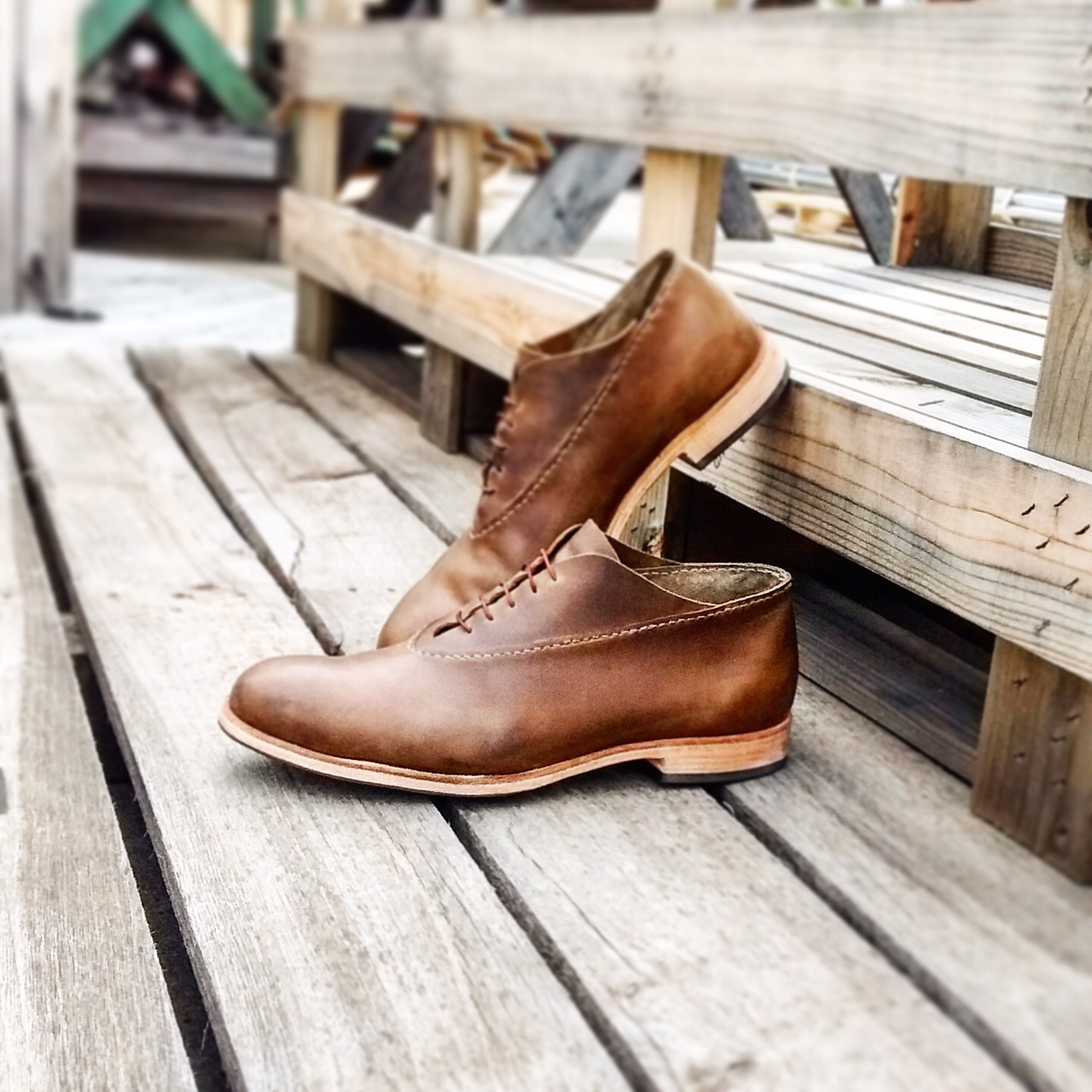 These are the Premiere Oxfords in light brown, available in all sizes, priced at $395 each. Our first product, and still the best seller.