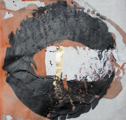 "The Eye" | Encaustic wax abstract painting on rice paper
