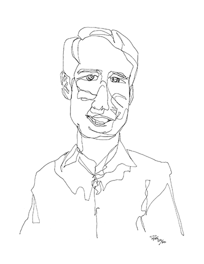 Dan , pen on paper, 11 x 14 in