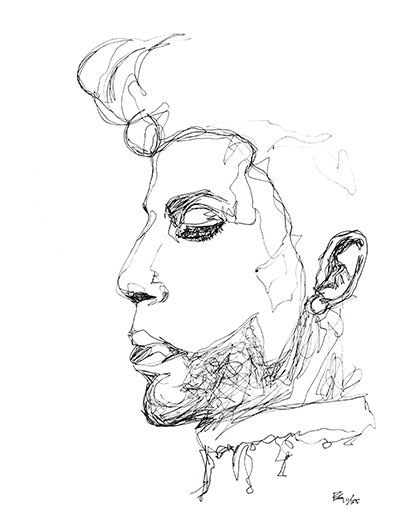 Prince , pen on paper, 11 x 14 in