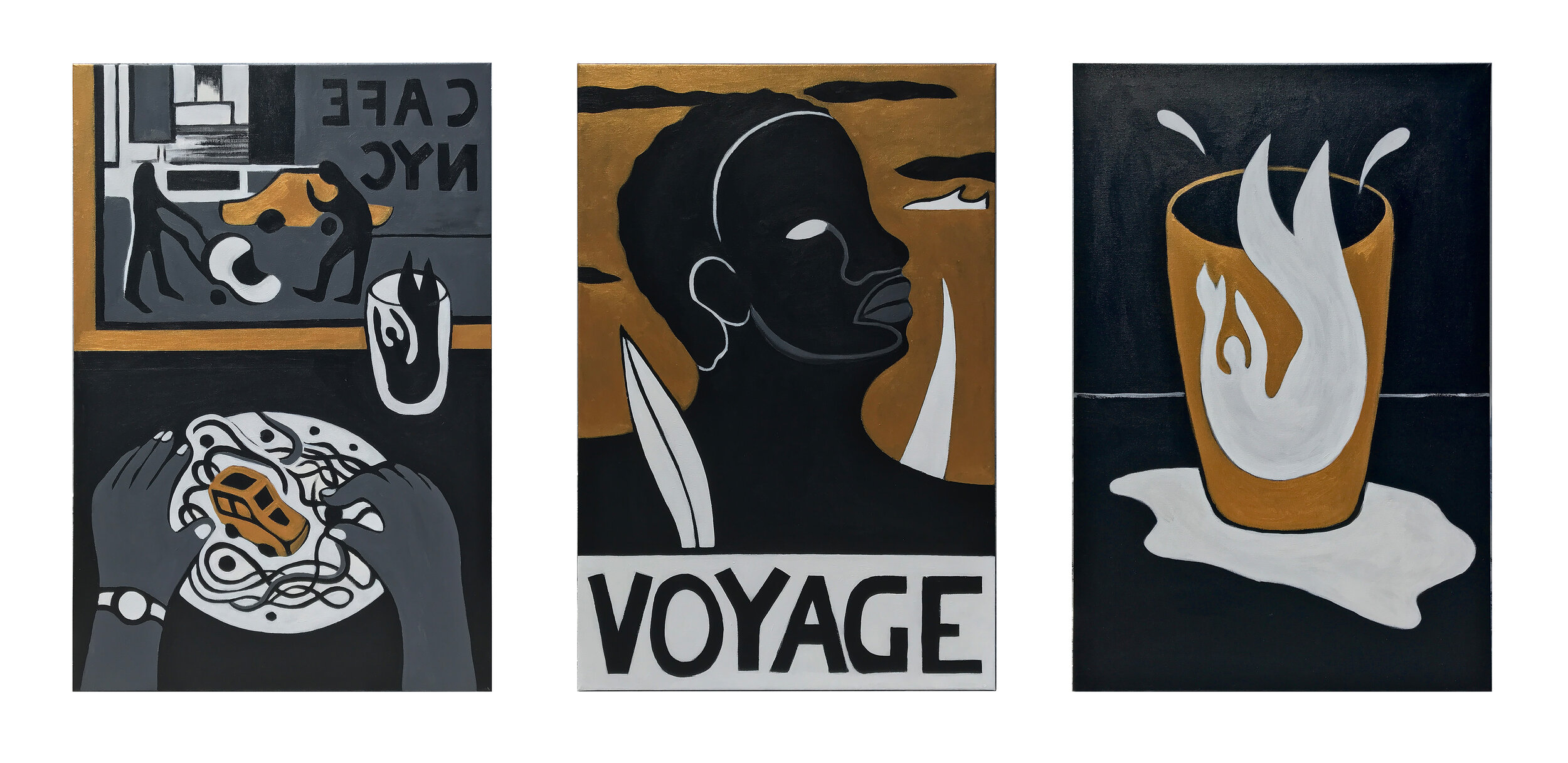 “Voyage” triptych (2020)  Acrylic on Canvas 24” x 36” each