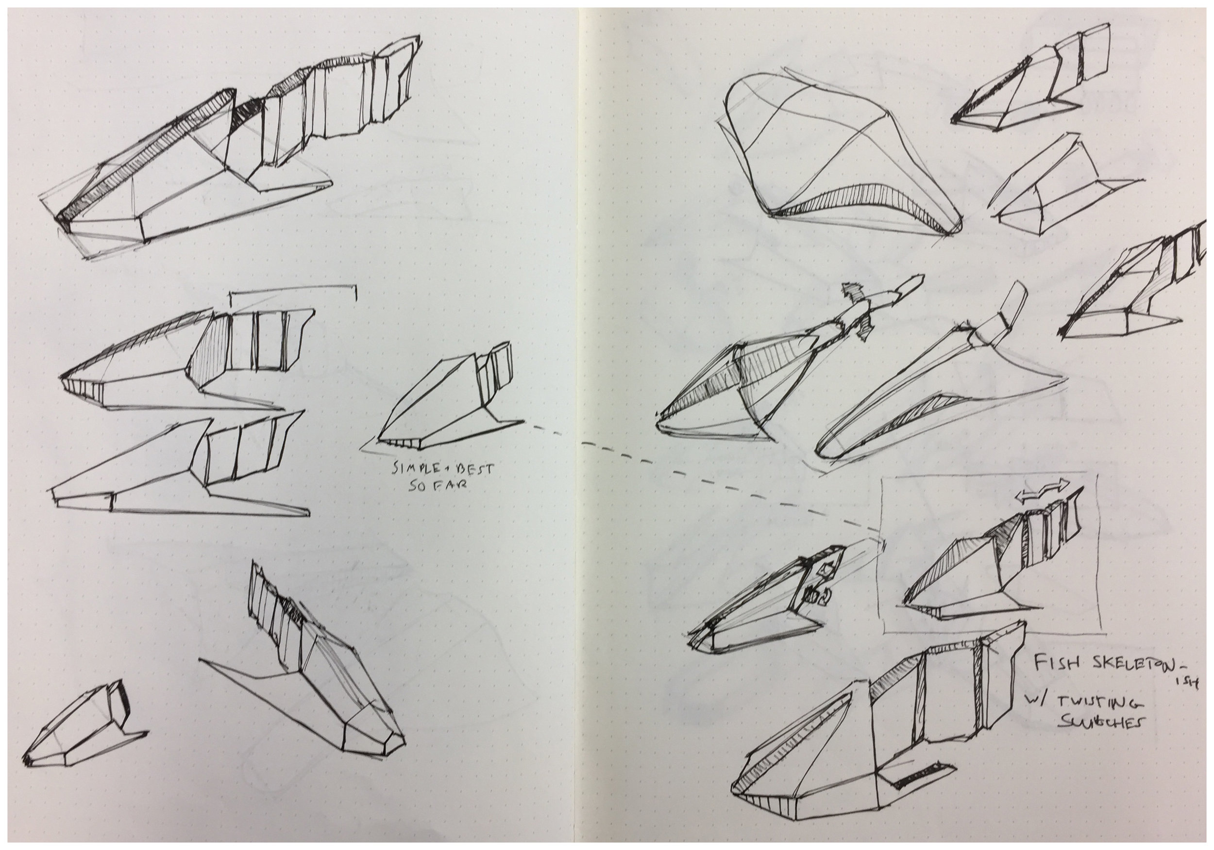  Sketches showing change from organic to mechanical forms 