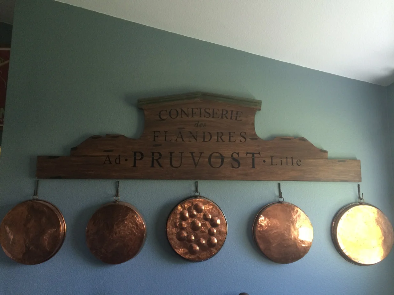 Wood Sign (shown with Copper Pans) 