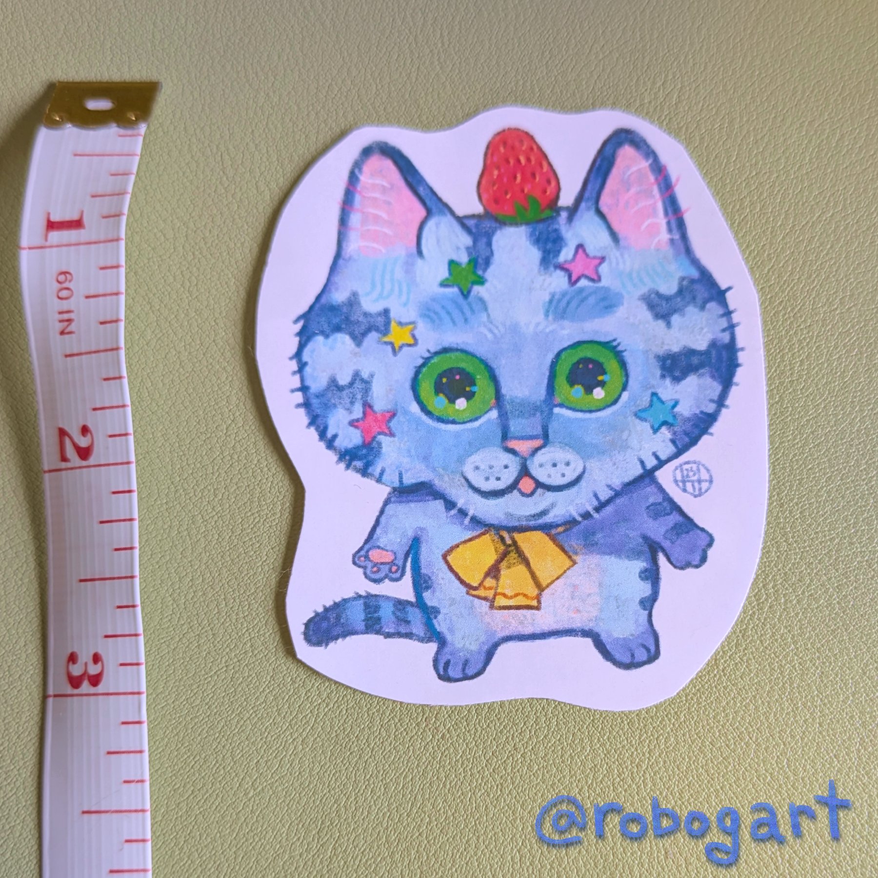 Weird Cat with Strawberry Sticker