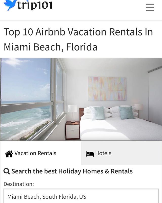 One of our properties has been featured on Trip101 as top 10 Airbnb Vacation rentals in Miami Beach.  #airbnb #trip101 #miami #miamibeach #puremiamibeach #rental #luxury #vacation #summer #beach #press #instagood