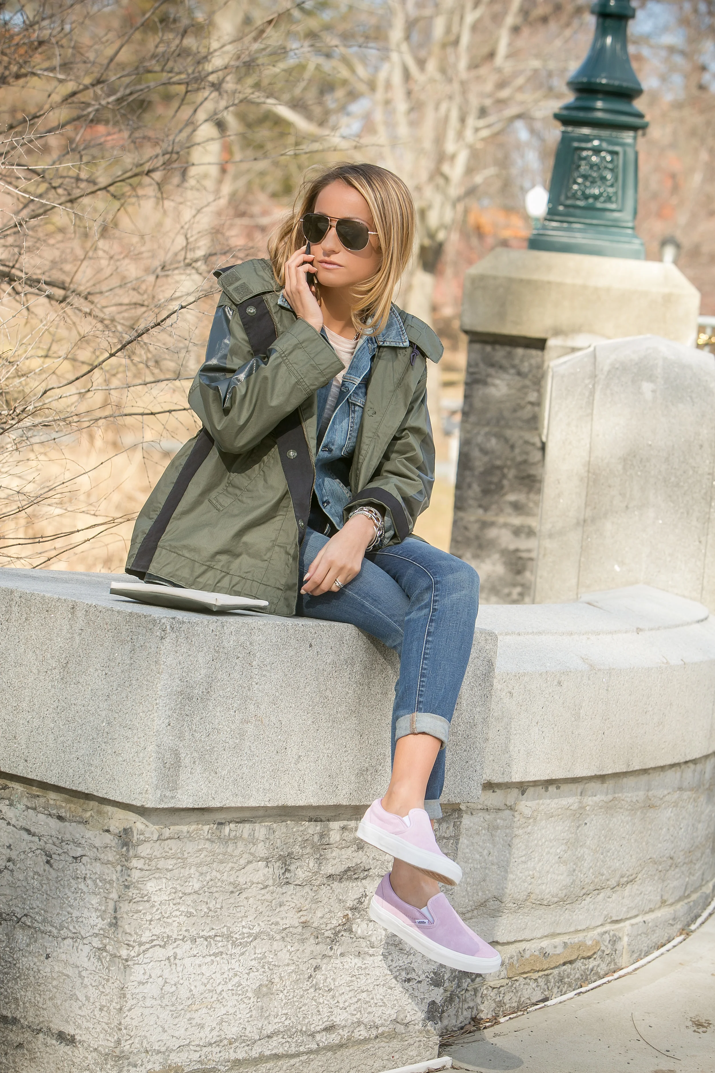JCrew: Jacket , Tee , Jeans , Vans ( for J.Crew)| Pouch: Banana Republic 