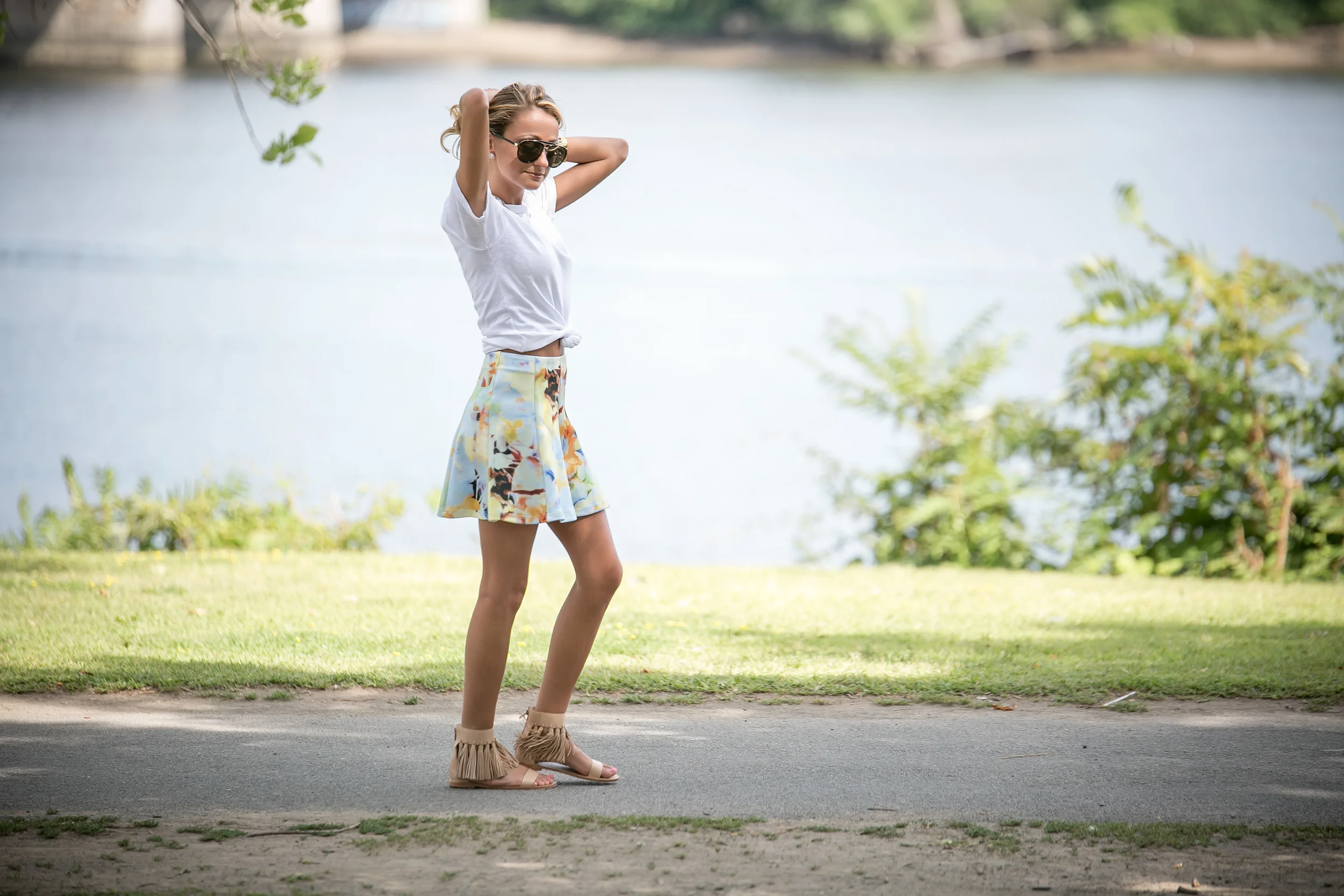 Skirt: J.O.A. |Tee: Currentt Elliott |Sandals: Loeffler Randall Dino Petrocelli Photography