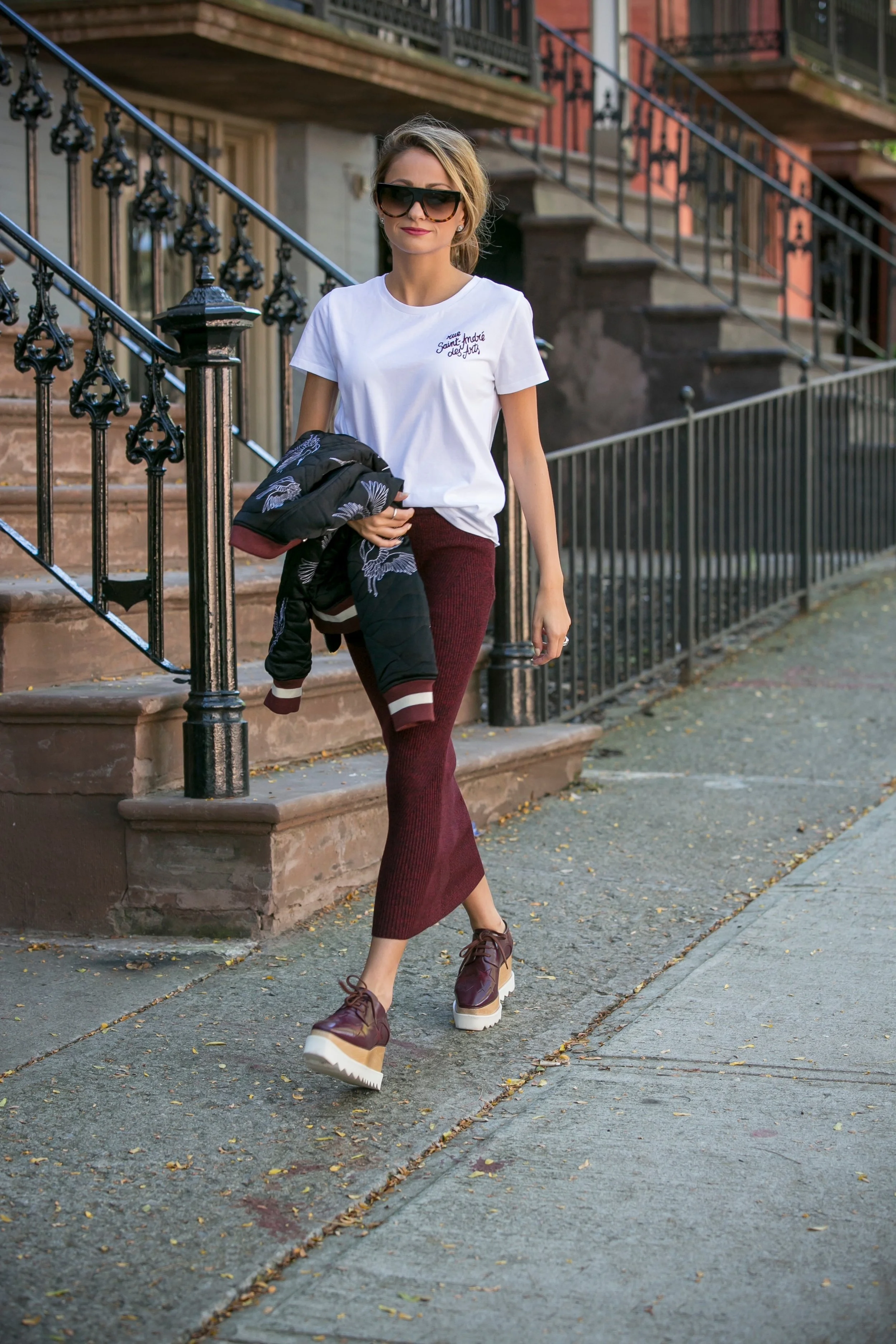 Maje: Tee , Skirt , Bomber|: Sandro Paris |Shoes: Stella McCartney |Sunnies:Celine Dino Petrocelli Photography