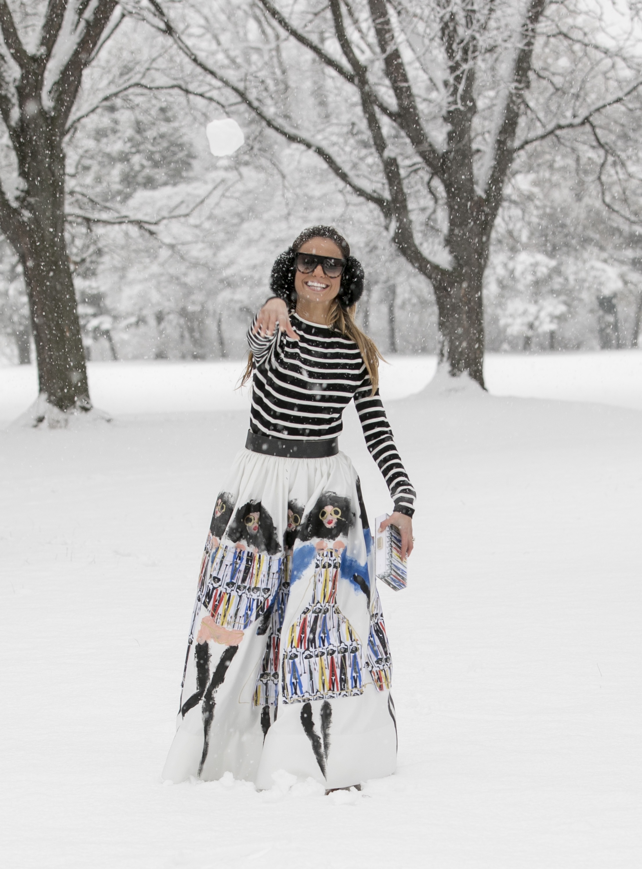 Skirt:Alice & Olivia (sample sale find)|Clutch:Alice & Olivia|Boots: Rag & Bone | Earmuffs: J.Crew ( also love these ) Dino Petrocelli Photography