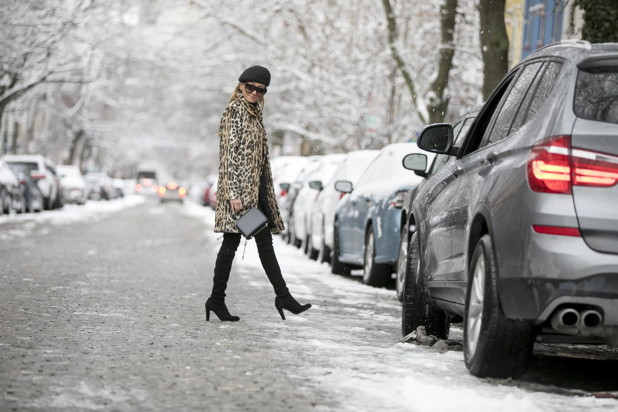 Beret:Stella McCartney (older)Pants :Alice and Olivia |Coat:Alice and Olivia(sold out)|Boots: Stuart Weitzman |Bag: Rebecca Minkoff Dino Petrocelli Photography Rumors Salon & Spa