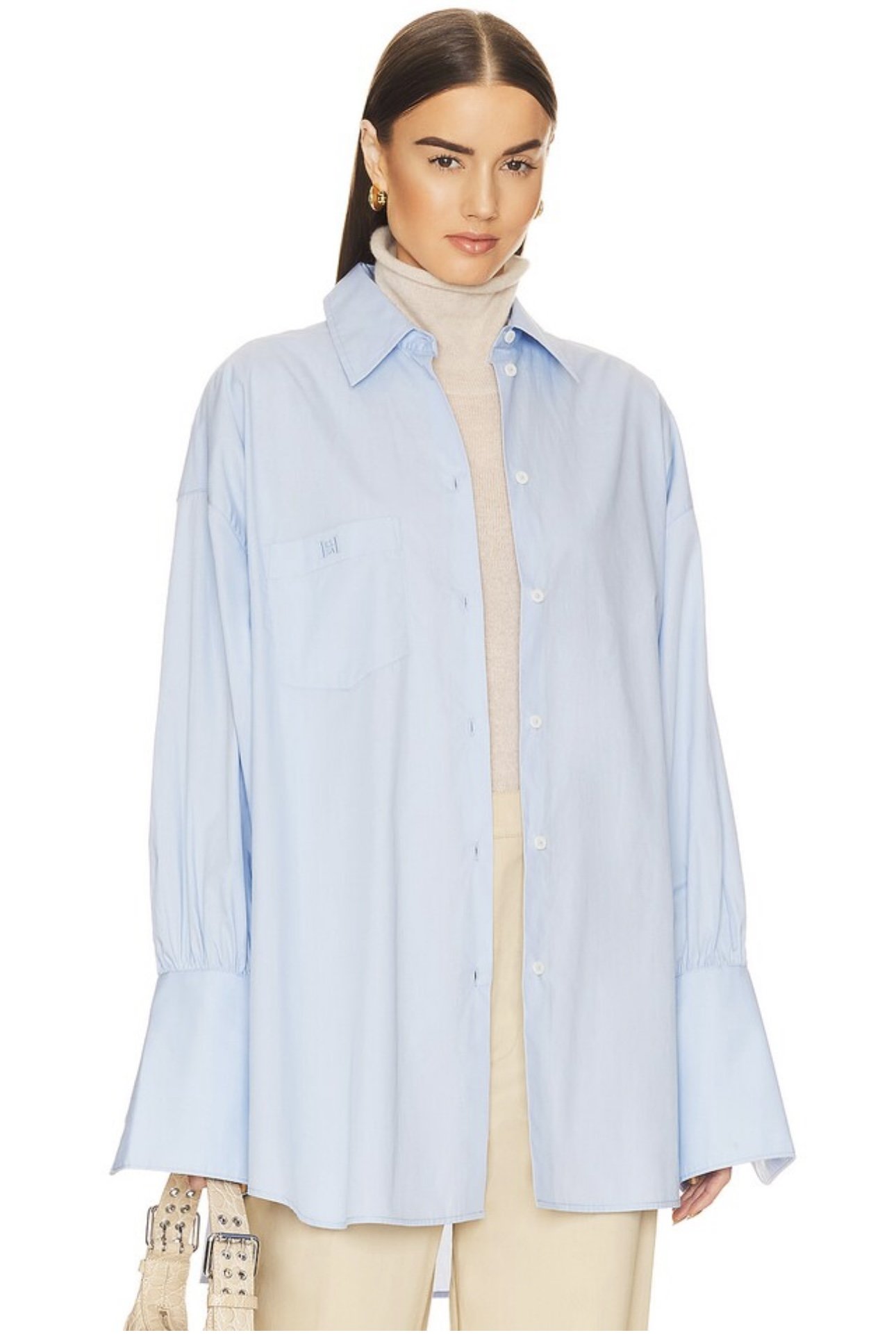 poplin oversized shirt in blue