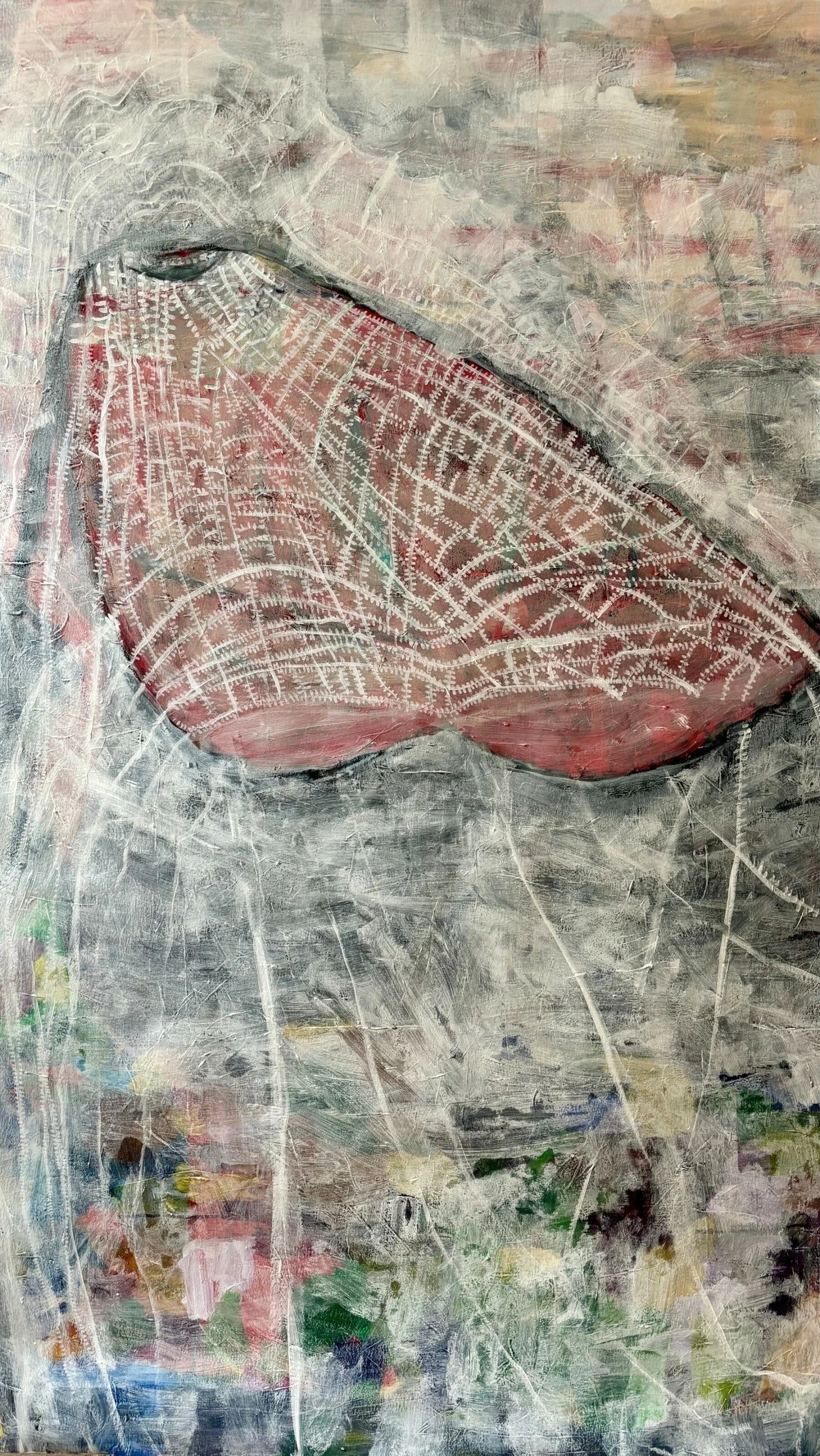 Underpainting layers
Last image is the finished painting, The Telling, acrylic on paper