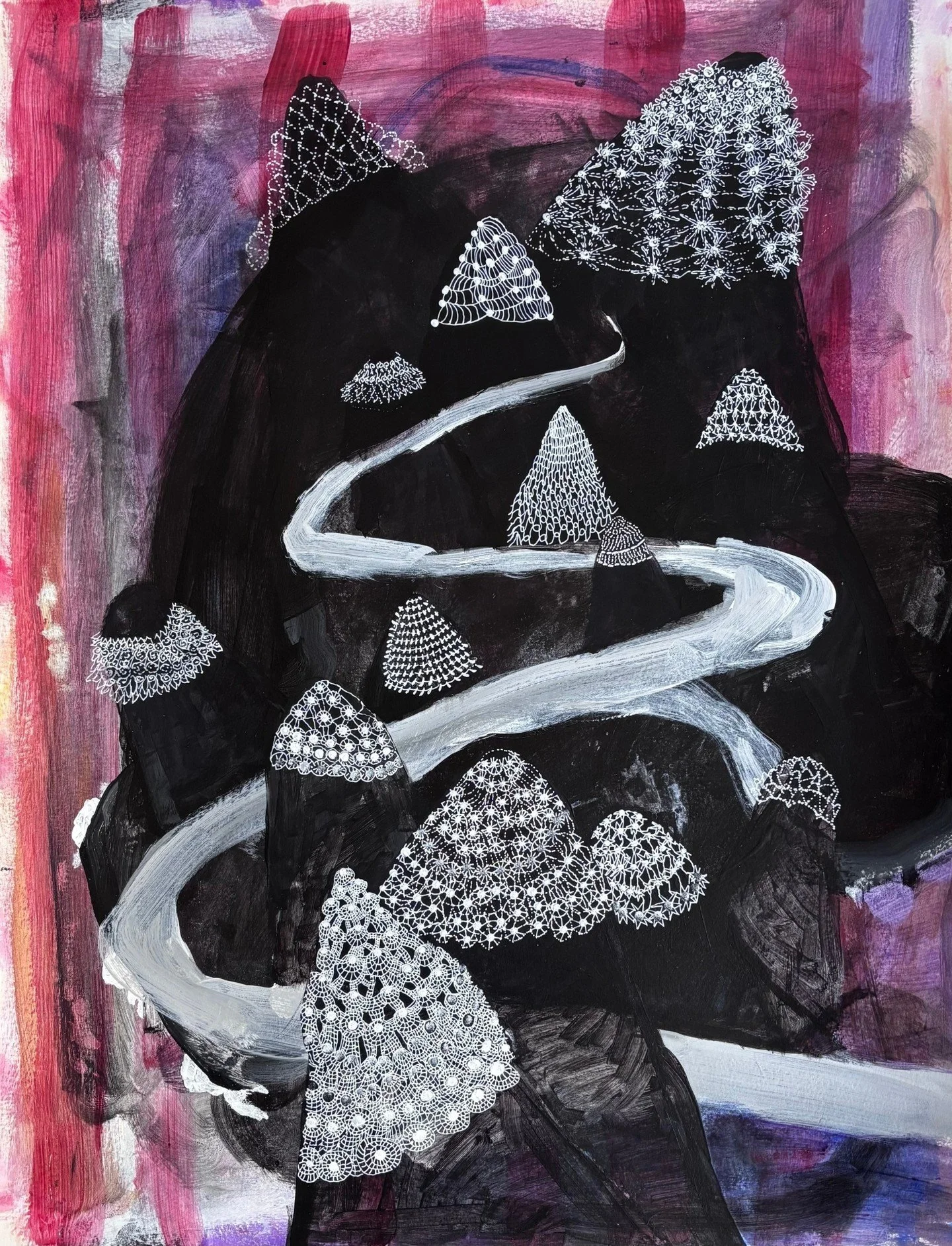 acrylic and posca marker on paper