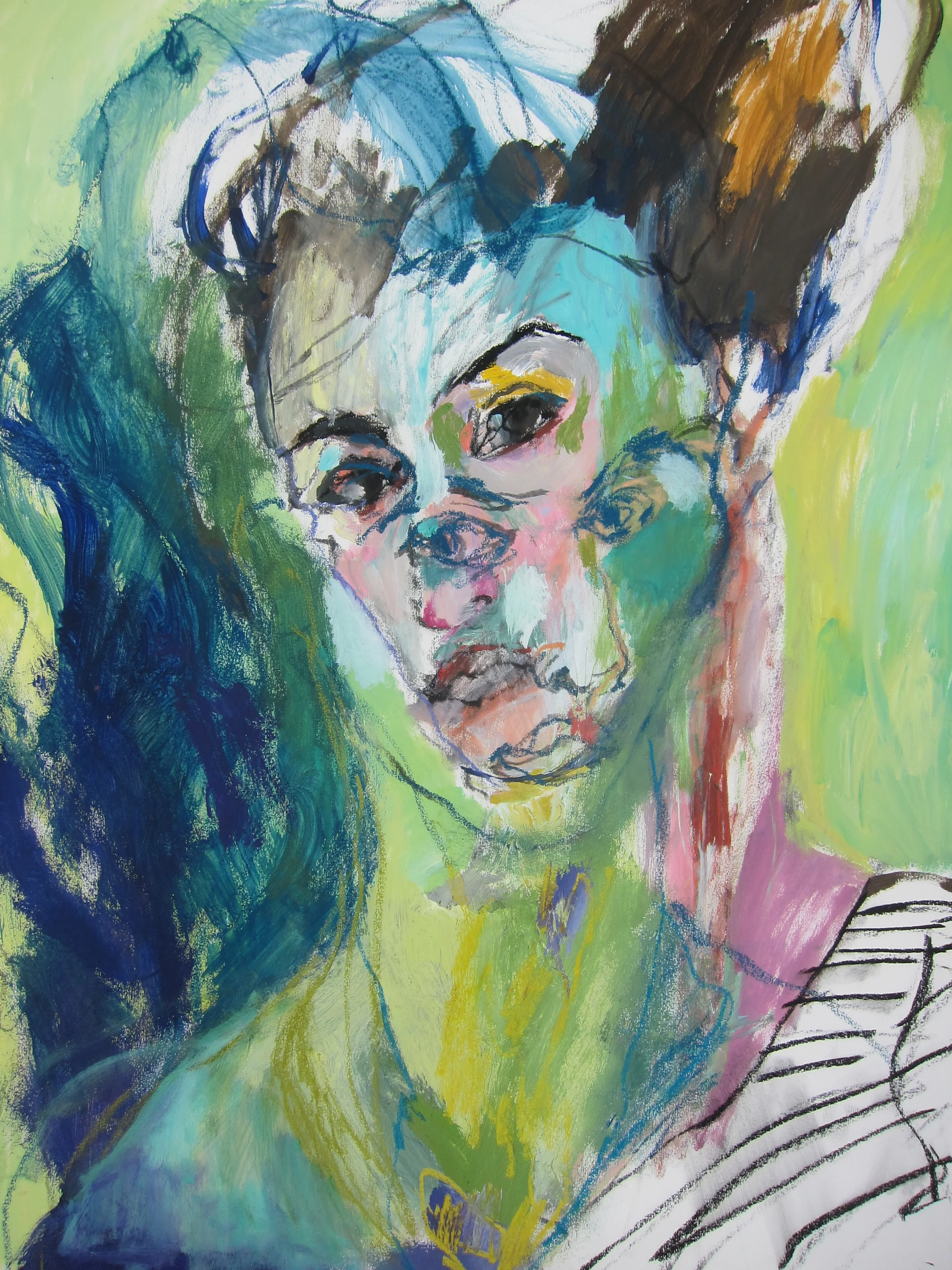 Double Exposure / 22" x 30" / Acrylics and pastels on paper