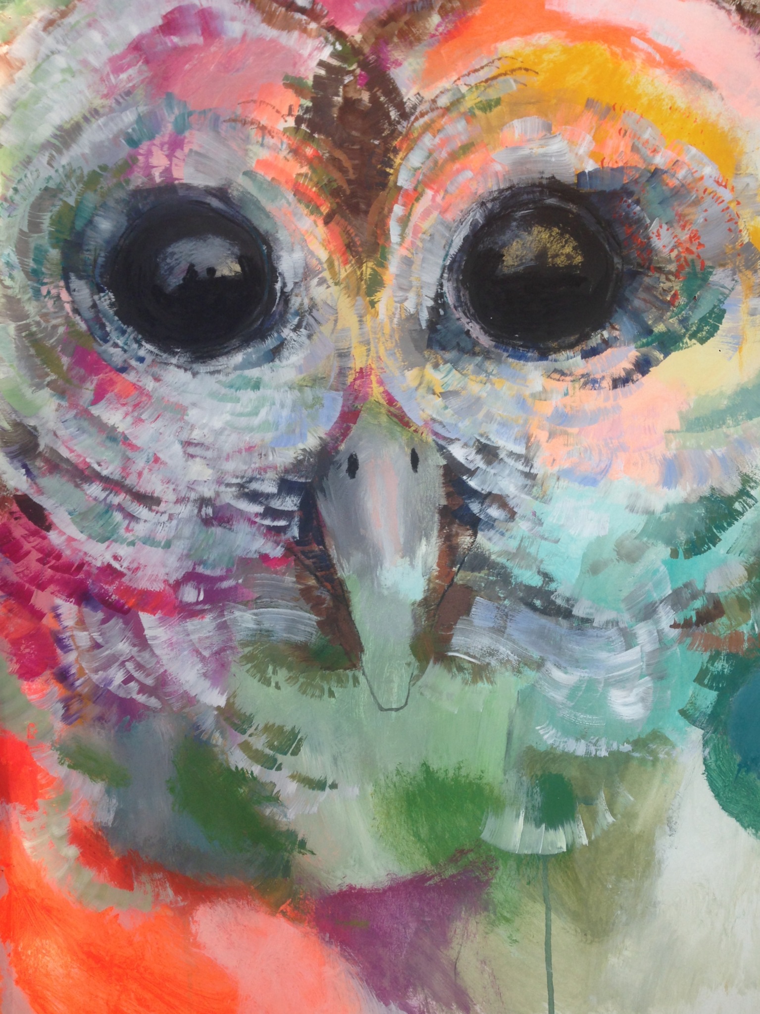 Magic Owl / 22" x 30" / Acrylics and pastel on paper