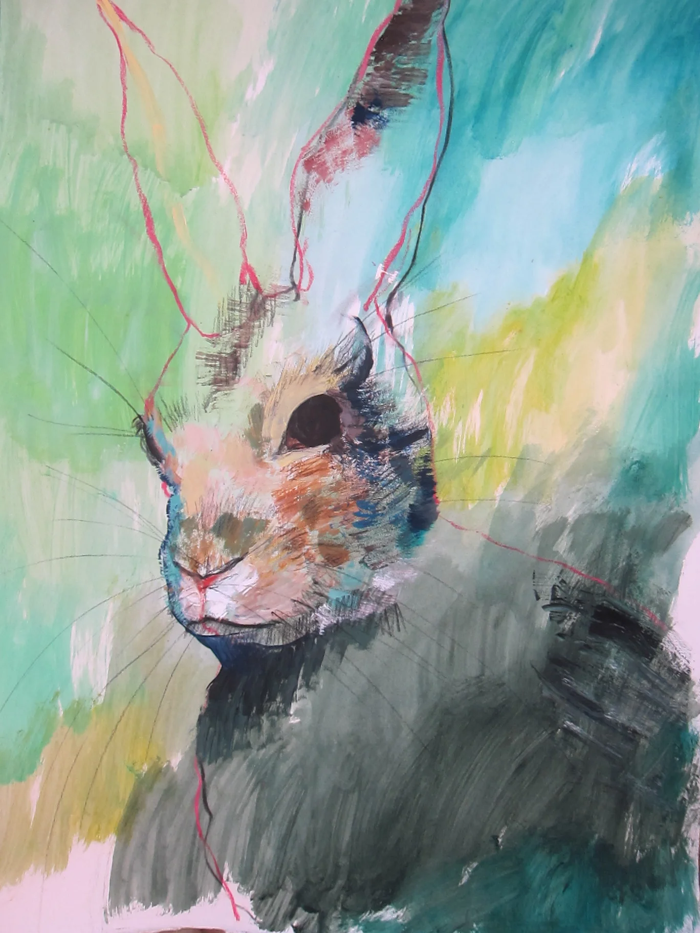 Wise Hare / 20" x 30" / Acrylics and pastels on paper
