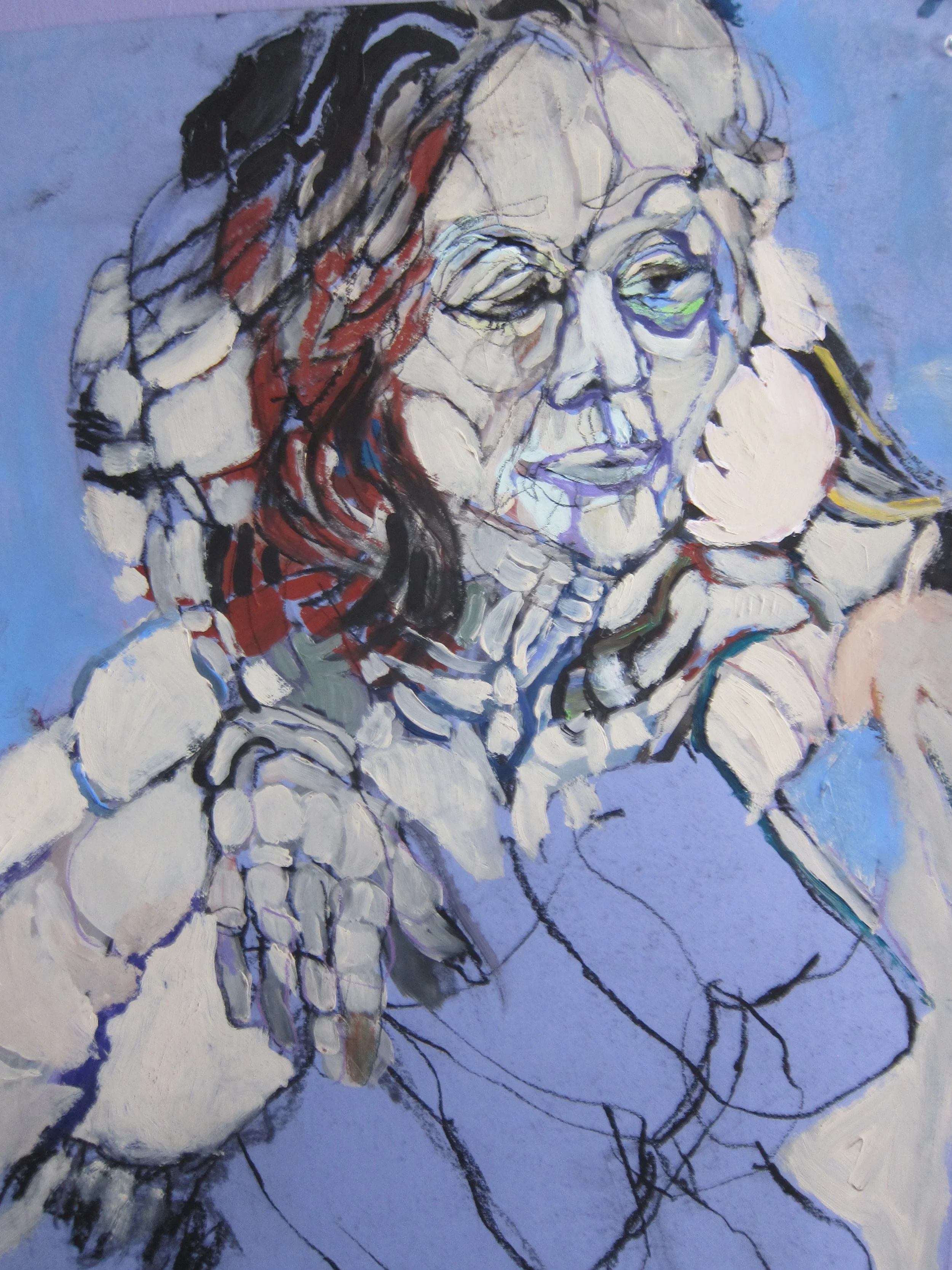 Skeleton Woman / 20" x 30" / Acrylics and pastel on colored paper