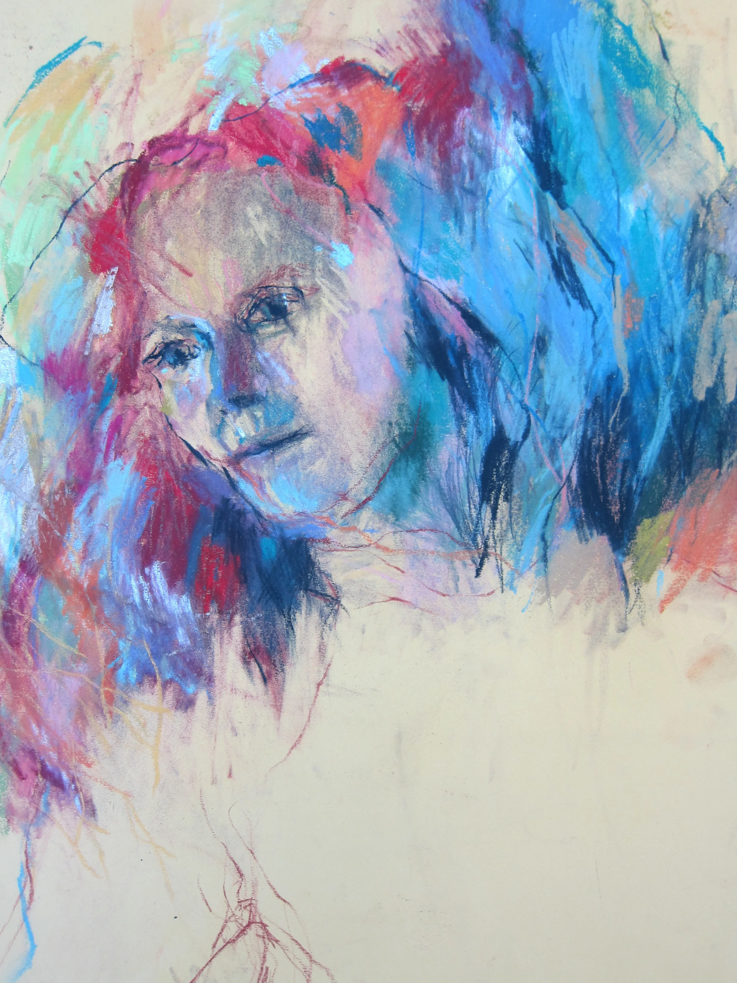 Untitled female portrait / 20" x 30" / Pastels on colored paper