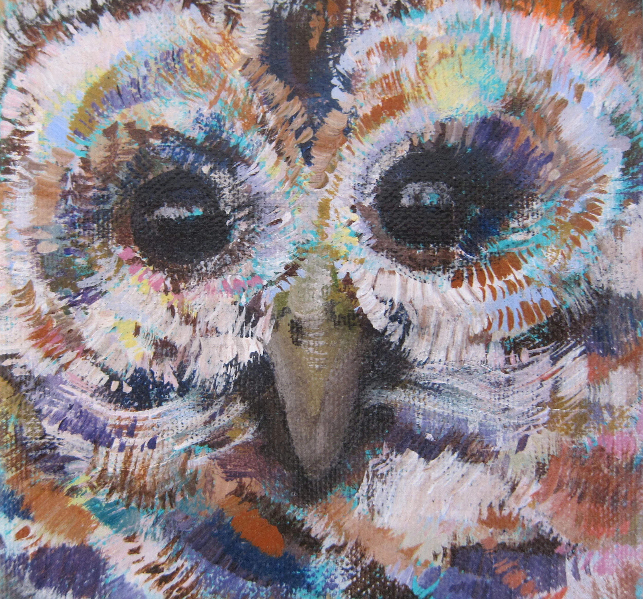 Square Little Owl / 5" x 5" / Acrylics on  canvas