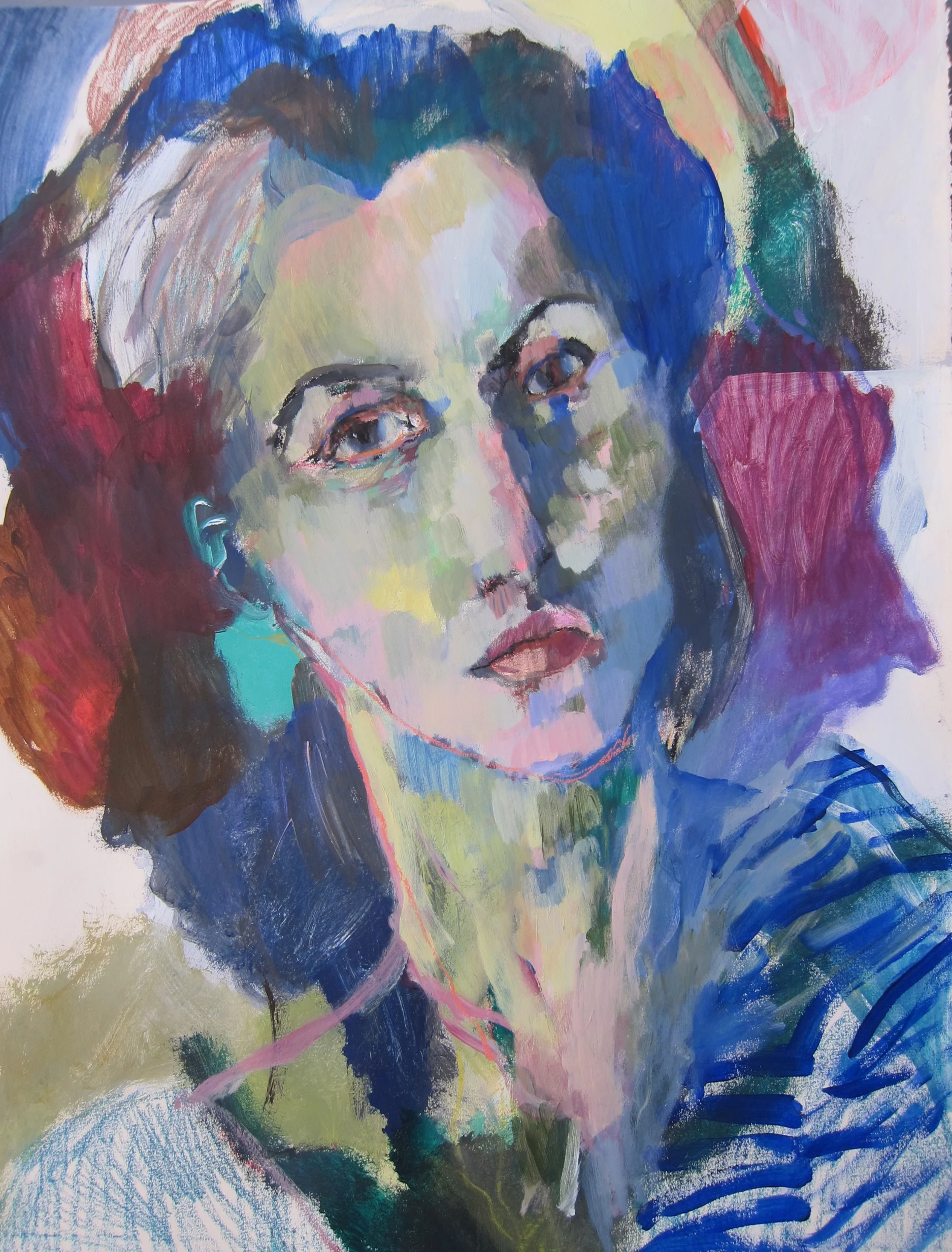 Self Portrait / 20" x 30" / Acrylics and pastels on paper