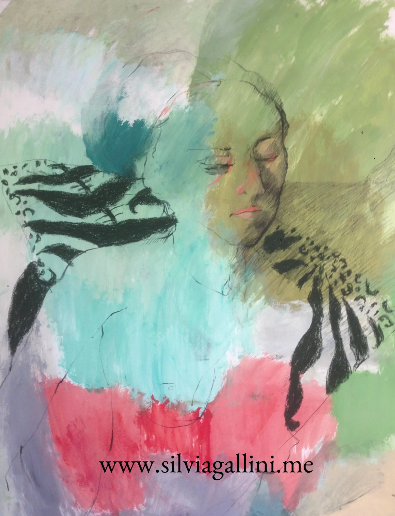   Dream /&nbsp;26' x 40" / acrylics and pastel on paper        
